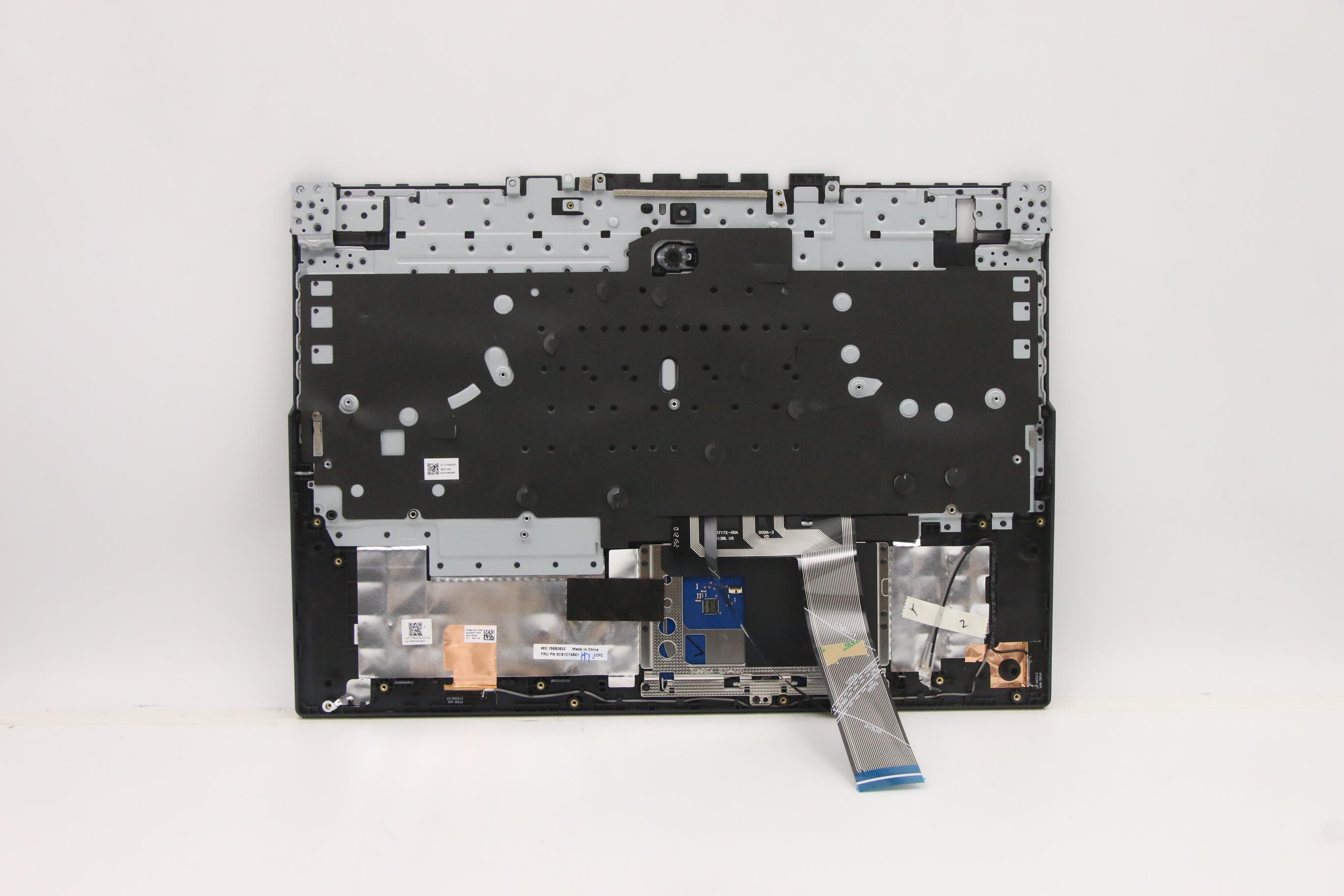 5CB1C74841 - Original Lenovo Keyboard with Upper Cover (Palmrest), English, Blue, White Backlight, Fingerprint