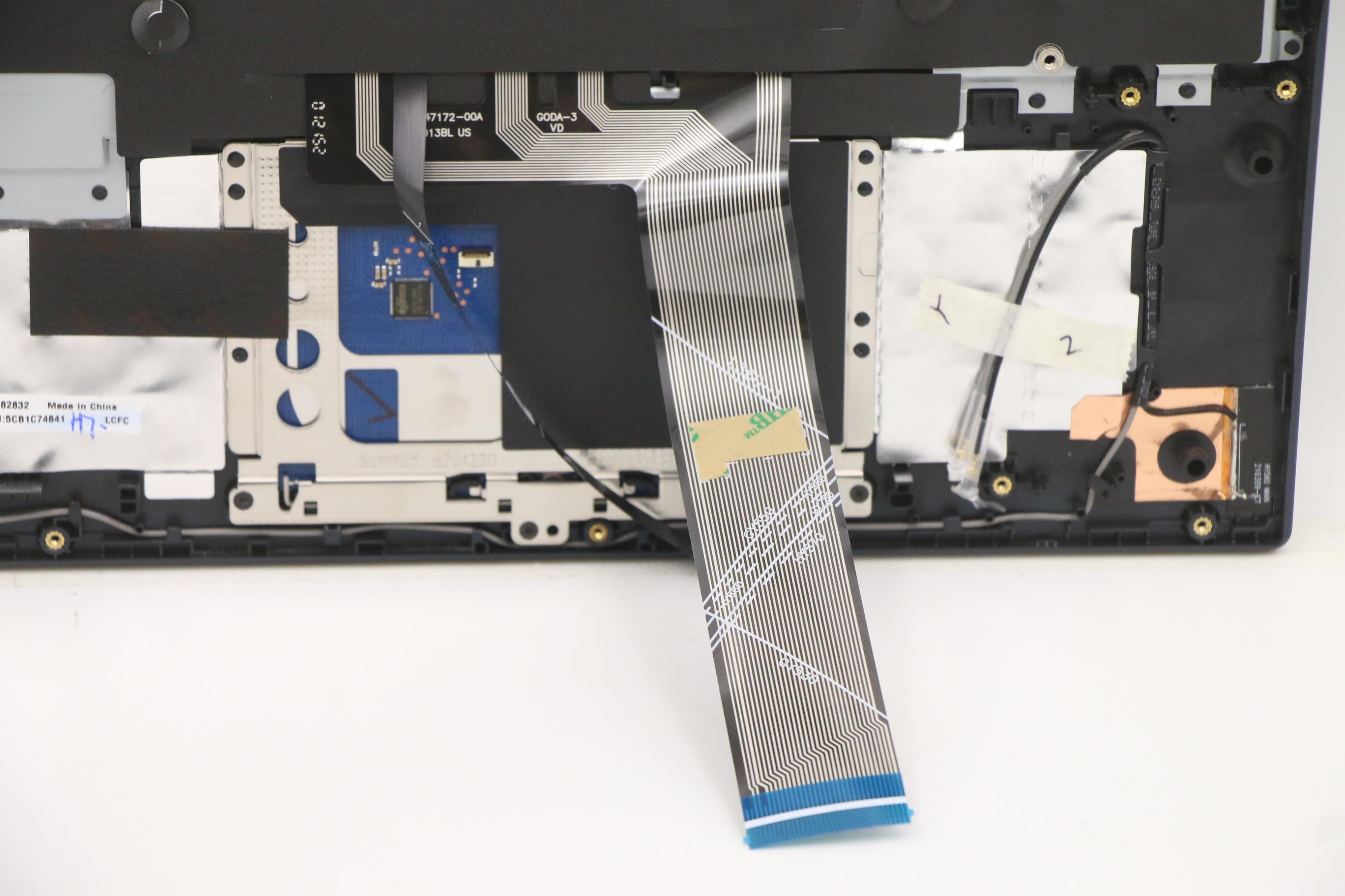 5CB1C74841 - Original Lenovo Keyboard with Upper Cover (Palmrest), English, Blue, White Backlight, Fingerprint