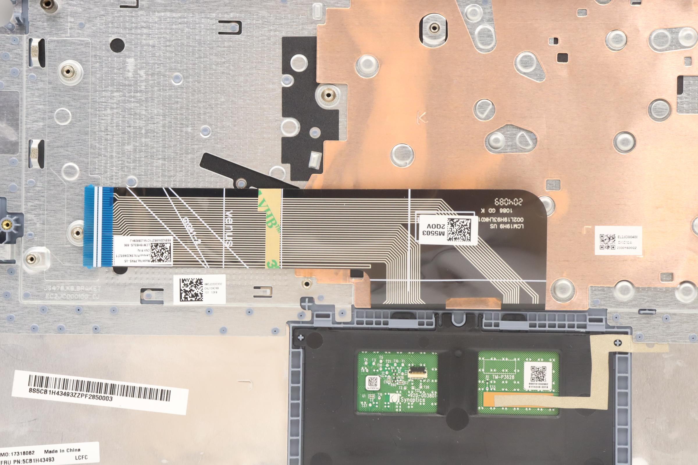 5CB1H43493 - Original Lenovo Keyboard with Upper Cover (Palmrest), English, 82RJ, Fingerprint, MB