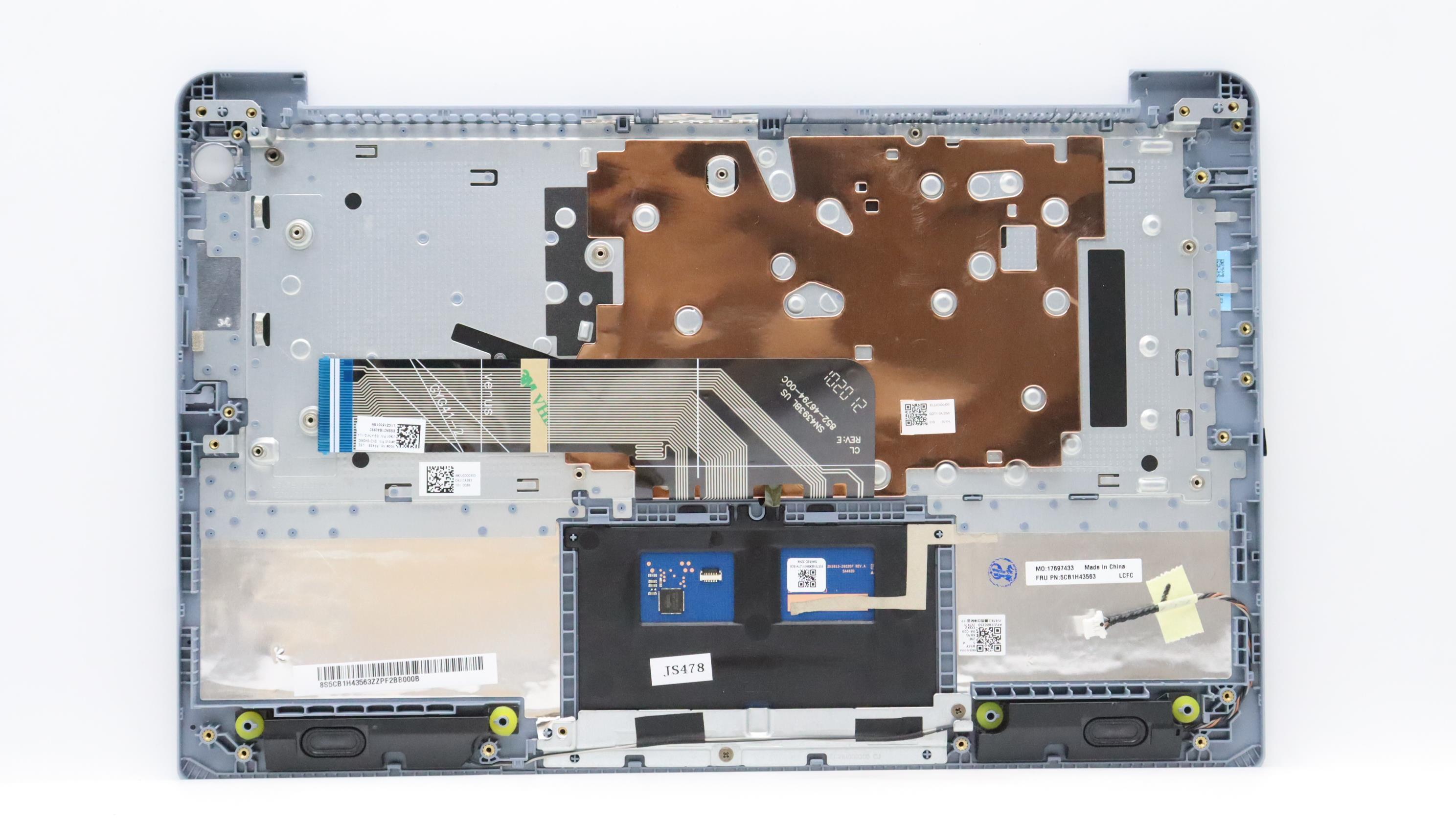 5CB1H43563 - Original Lenovo Keyboard with Upper Cover (Palmrest), English, 82RJ, Fingerprint, MB, Backlight