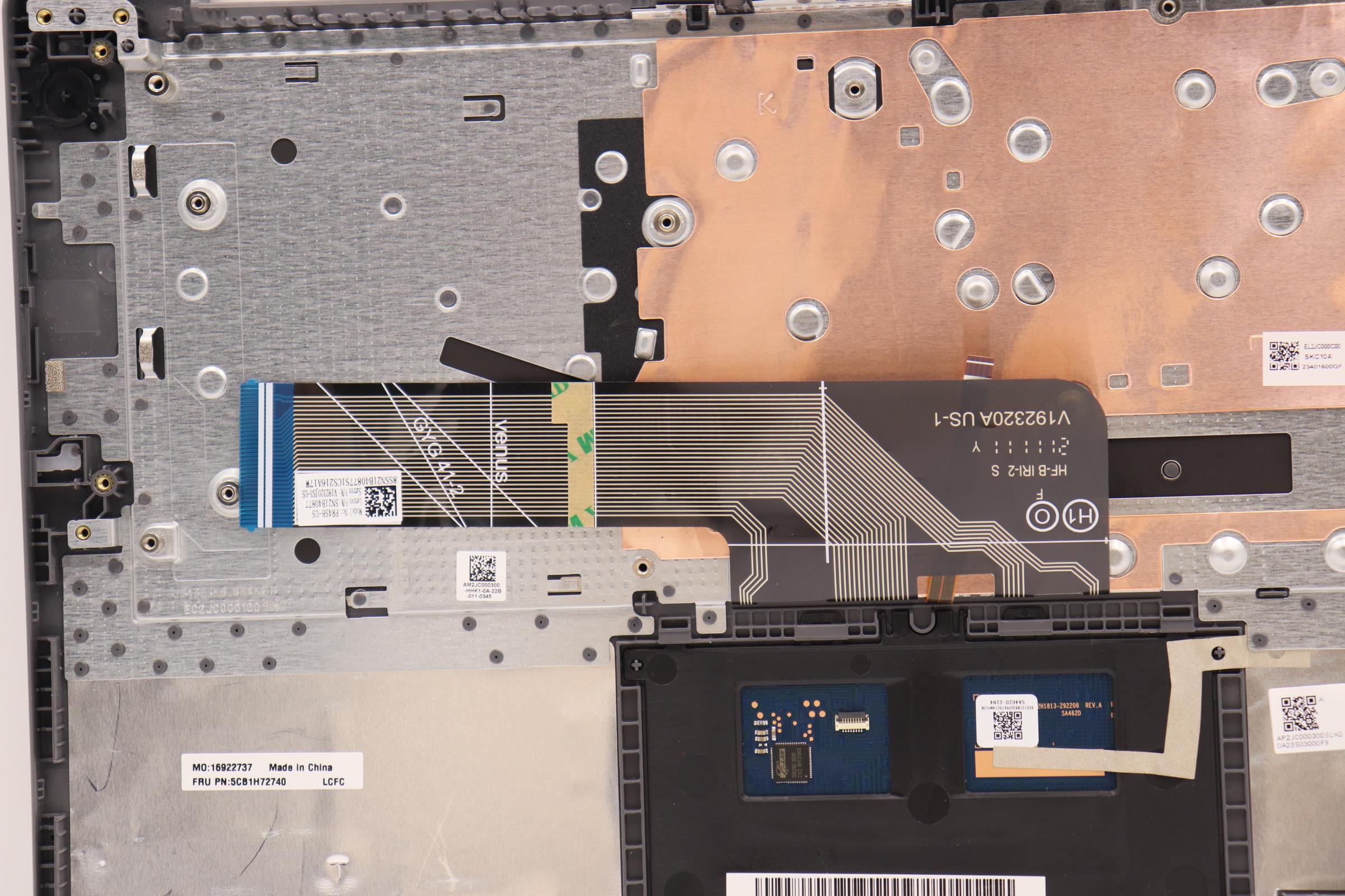 5CB1H72740 - Original Lenovo Keyboard with Upper Cover (Palmrest), English, 82RM, Arctic Grey_, Non Fingerprint, Backlight