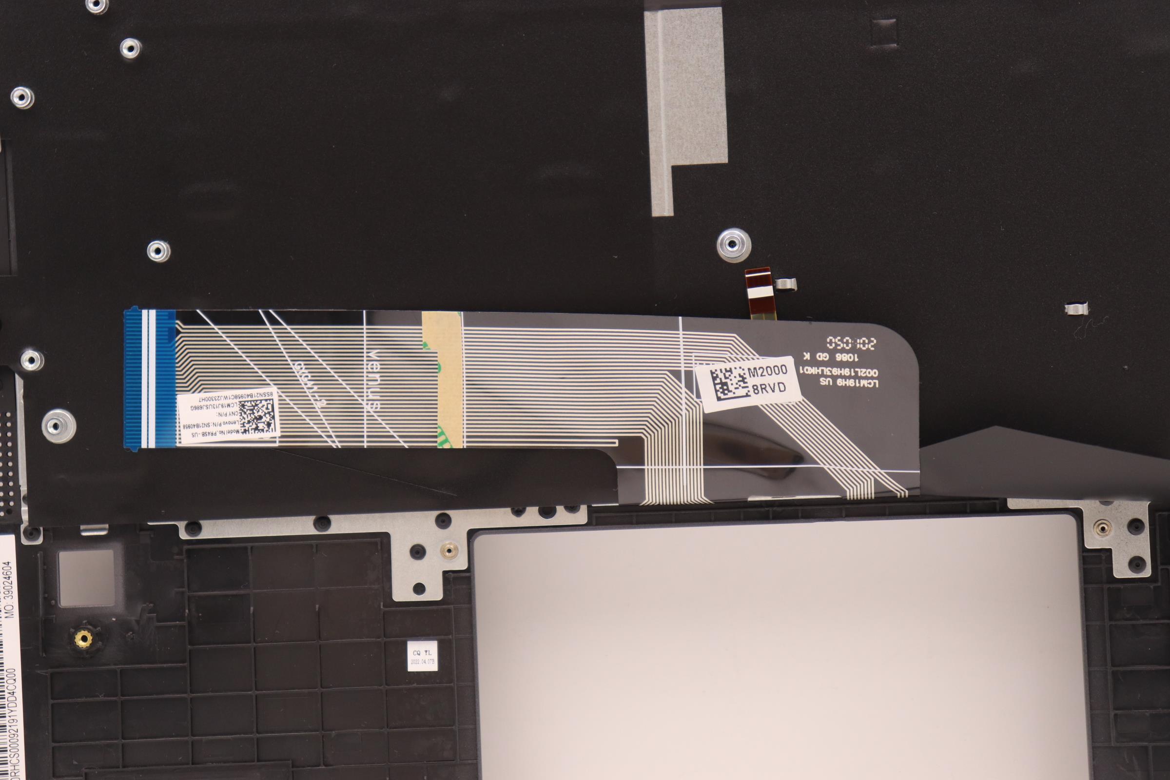5CB1H79878 - Original Lenovo Keyboard with Upper Cover (Palmrest), English, Slate Grey, Backlight