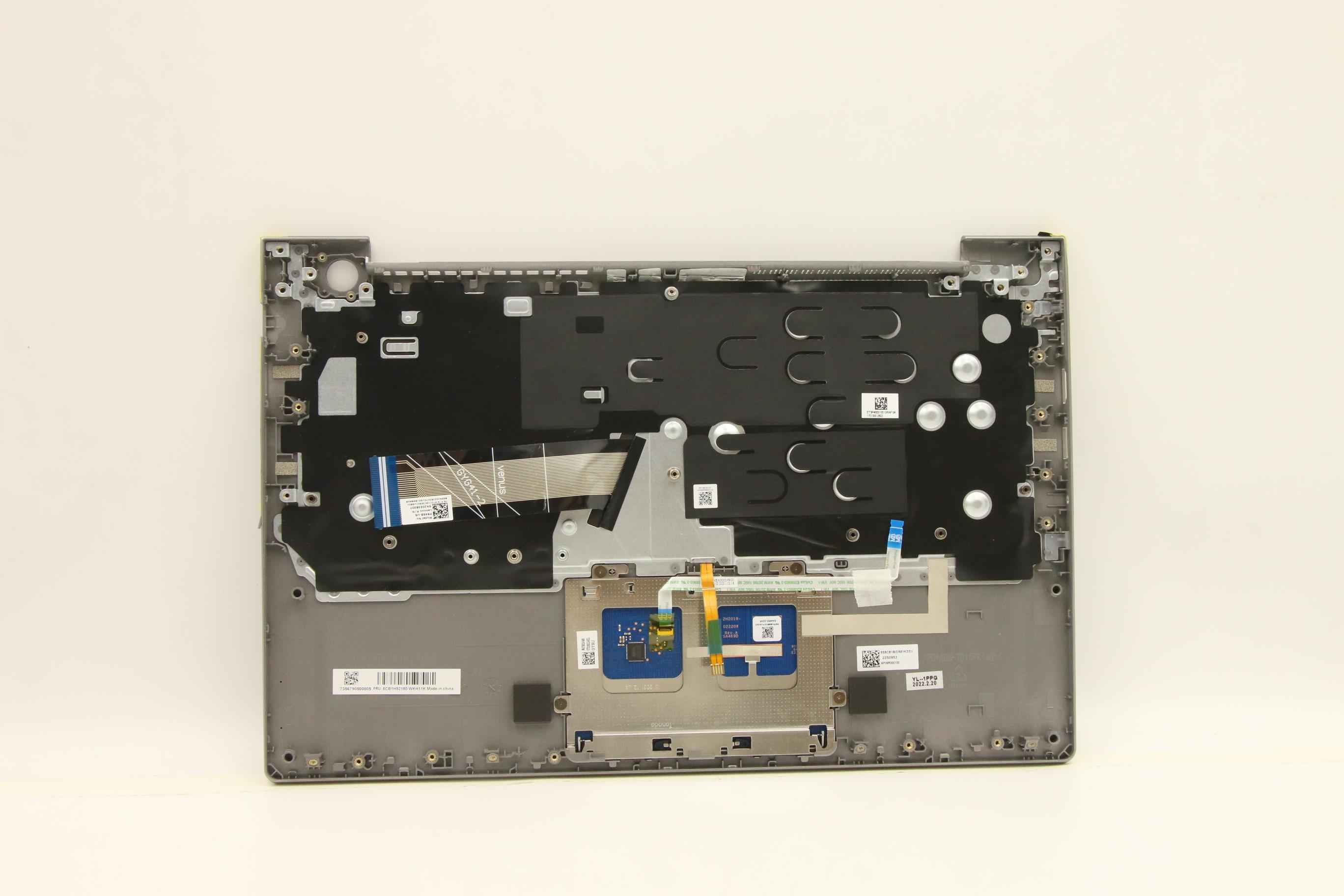 5CB1H92180 - Original Lenovo Keyboard with Upper Cover (Palmrest), English, Mineral Grey, Backlight