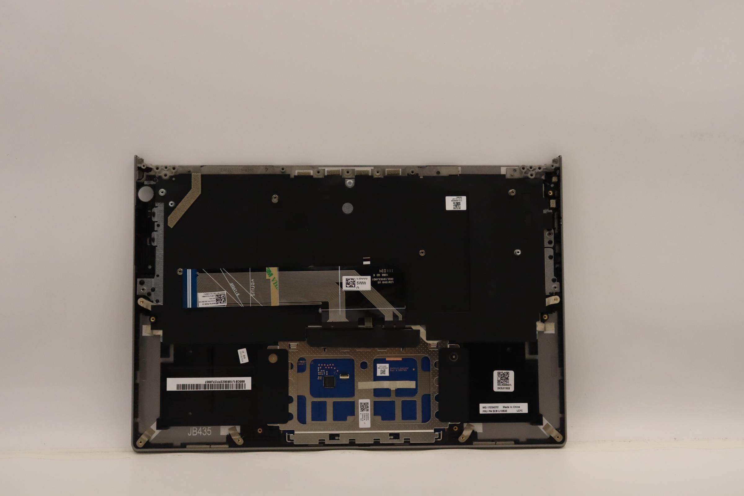 5CB1J10630 - Original Lenovo Keyboard with Upper Cover (Palmrest), English, 21EJ, Fingerprint, Backlight, Mineral Grey