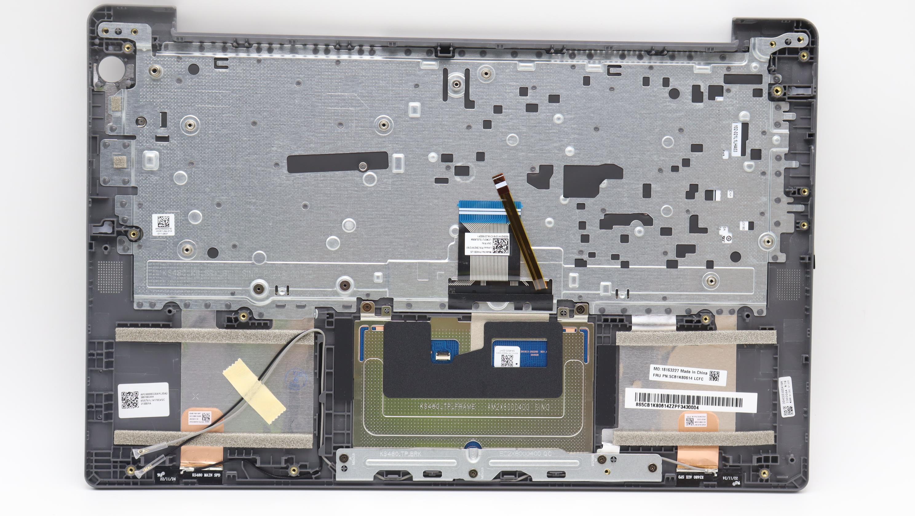 5CB1K80614 - Original Lenovo Keyboard with Upper Cover (Palmrest), English, 82XA, Fingerprint, Arctic Grey, Backlight