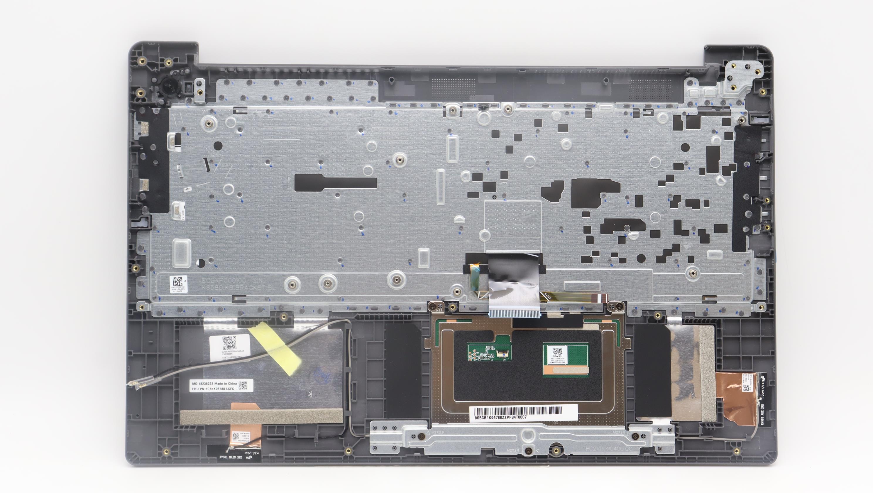 5CB1K96788 - Original Lenovo Keyboard with Upper Cover (Palmrest), English, 82XM, Arctic Grey, Backlight