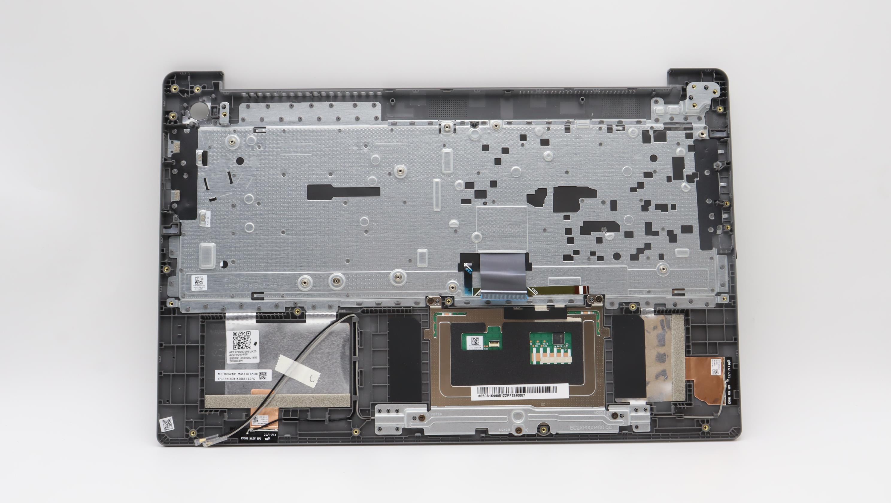 5CB1K96851 - Original Lenovo Keyboard with Palmrest (Cover), English, Arctic Grey, Backlight, Fingerprint, 82XM