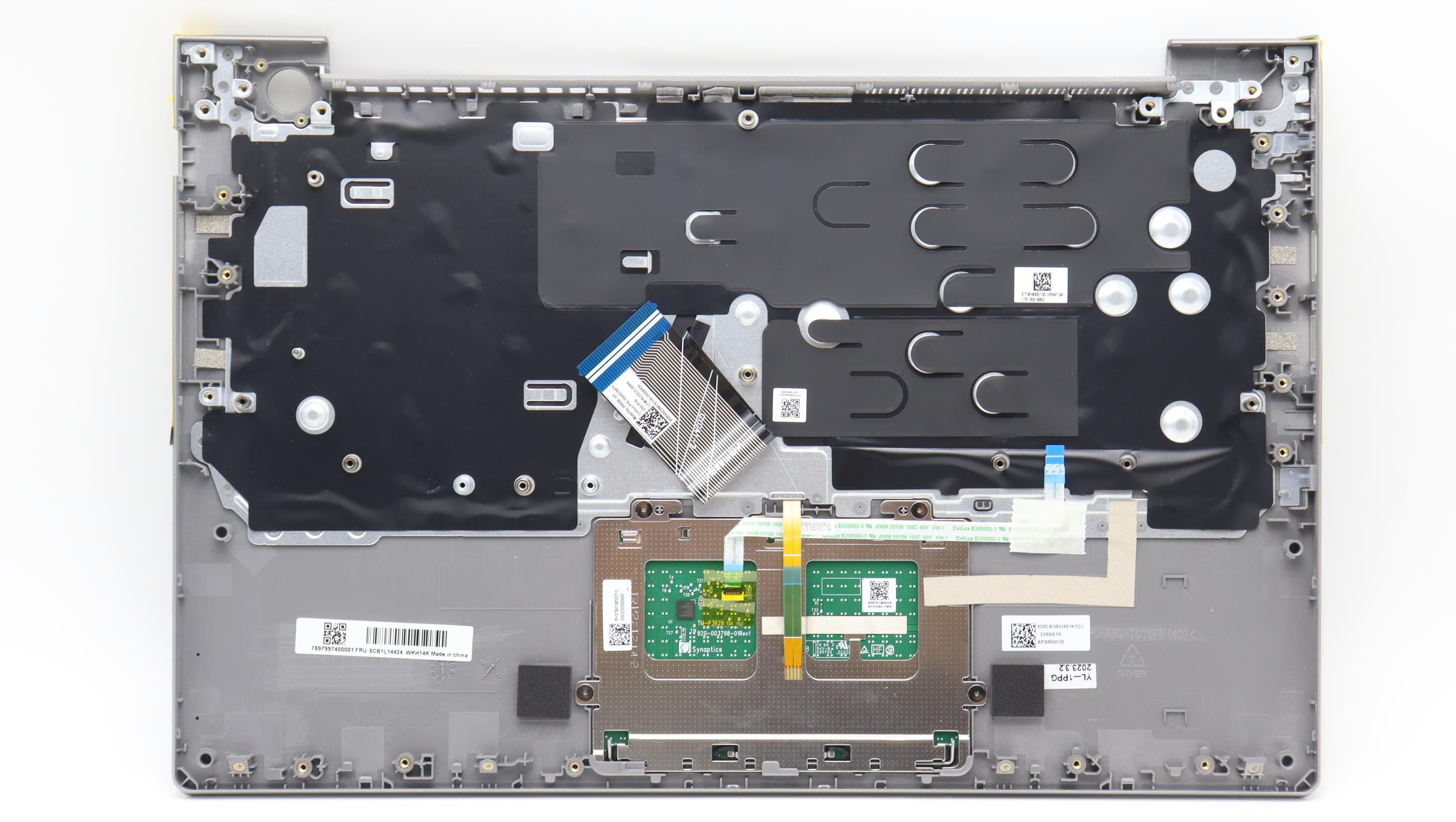 5CB1L14424 - Original Lenovo Keyboard with Upper Cover (Palmrest), English, 21JE , Mineral Grey, Backlight