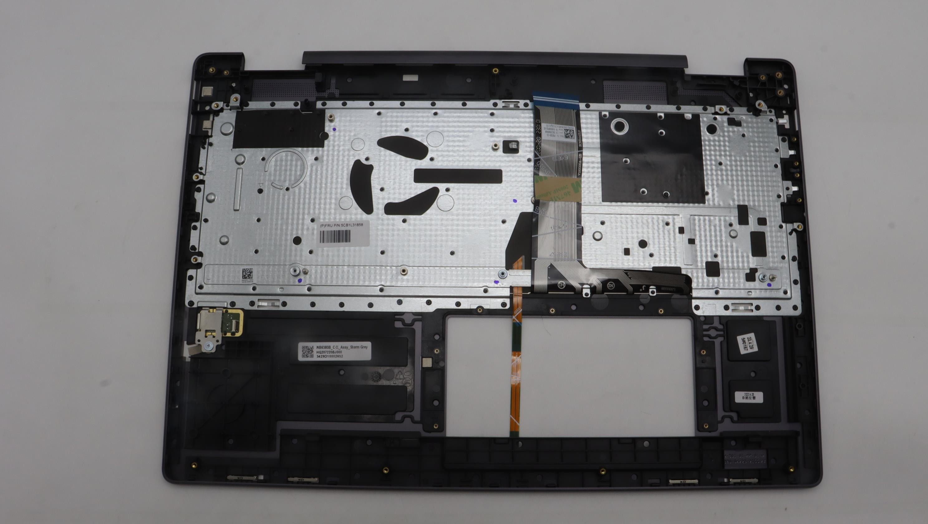 5CB1L31858 - Original Lenovo Keyboard with Palmrest (Cover), English, Storm Grey, Fingerprint, 82YN