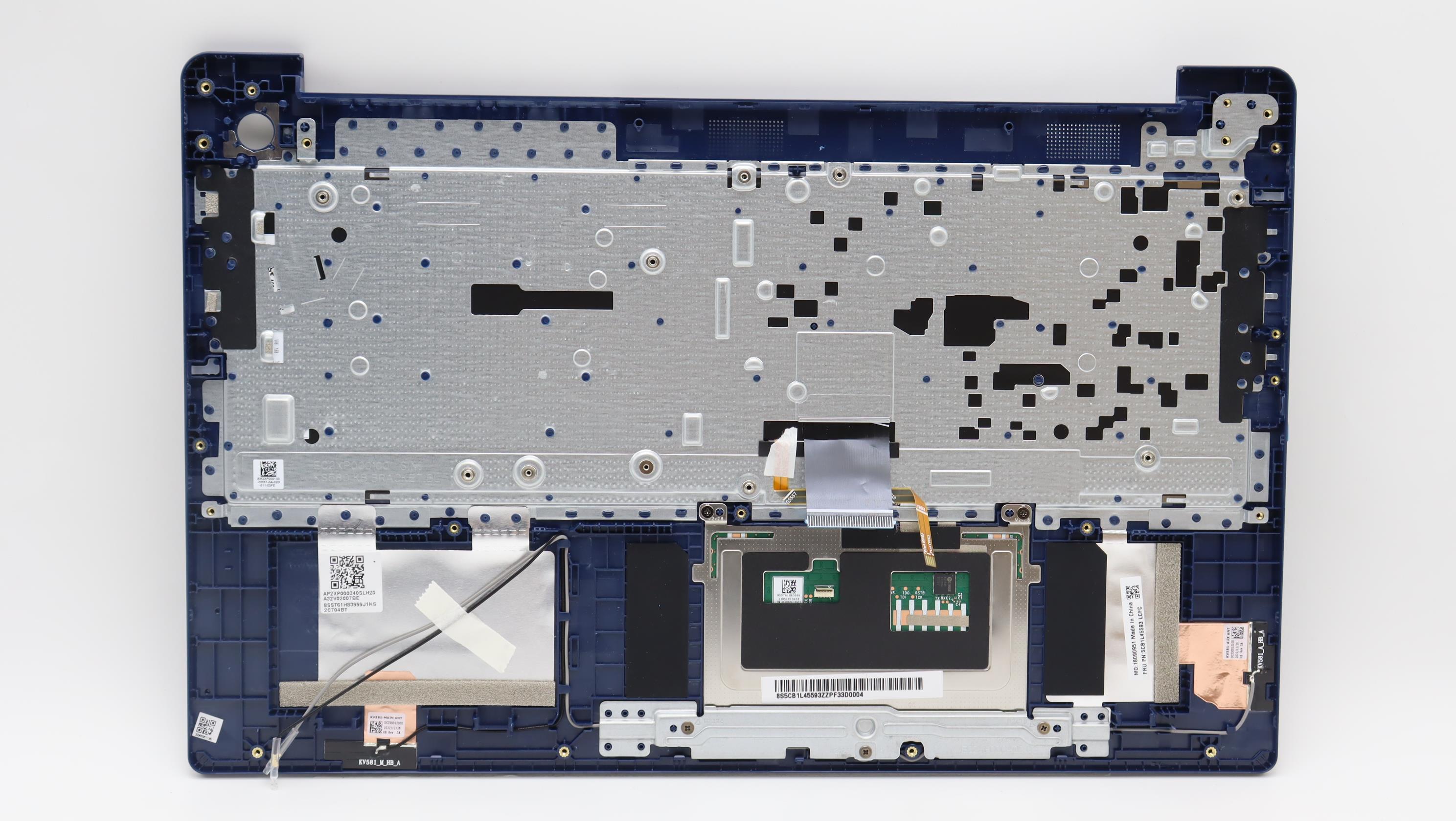 5CB1L45593 - Original Lenovo Keyboard with Palmrest (Cover), English, Abyss Blue, Backlight, Fingerprint, 82X7