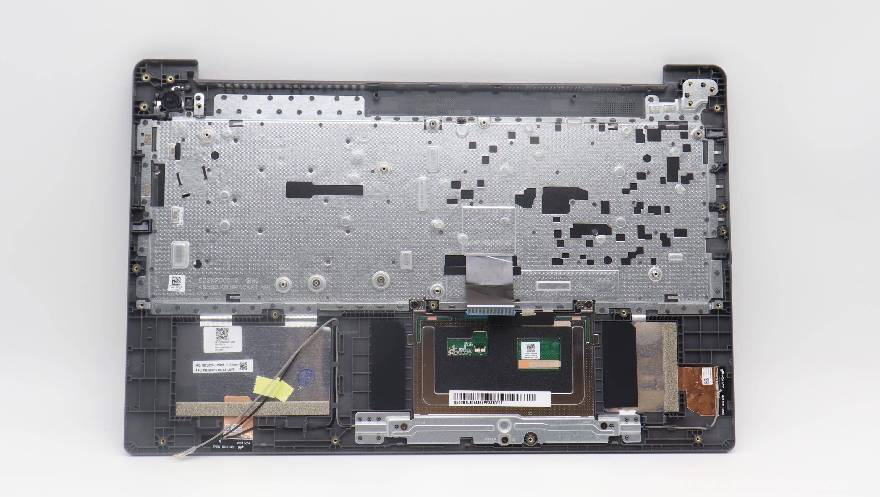 5CB1L45744 - Original Lenovo Keyboard with Palmrest (Cover), English, Arctic Grey, Non_Backlight, 82X7