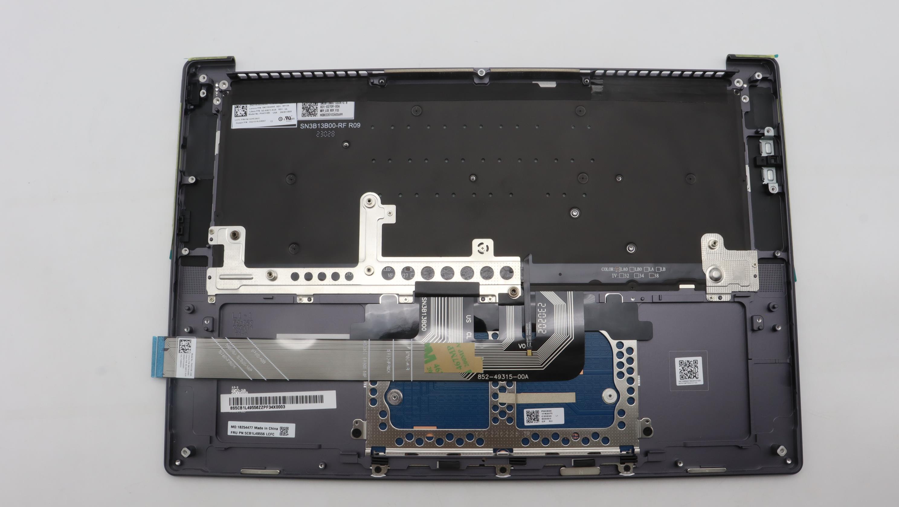 5CB1L49556 - Original Lenovo Keyboard with Palmrest (Cover), English, Storm Grey, 83BU