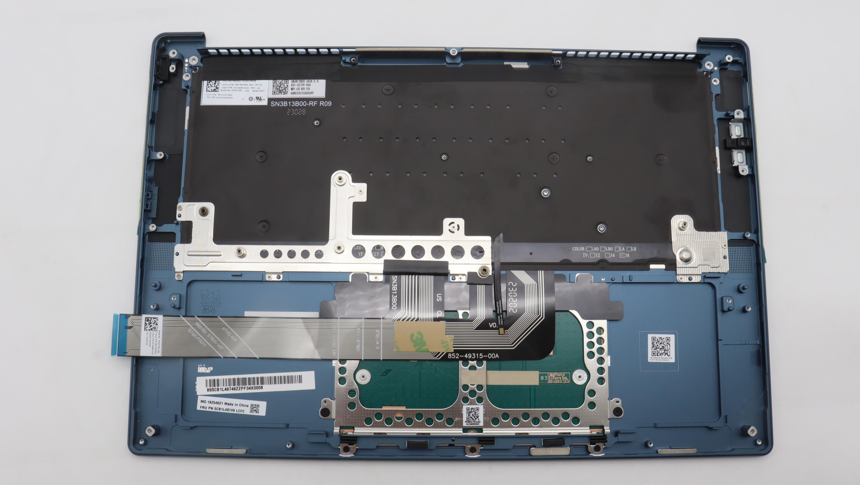 5CB1L49749 - Original Lenovo Keyboard with Palmrest (Cover), English, Tidal Teal, 83BU