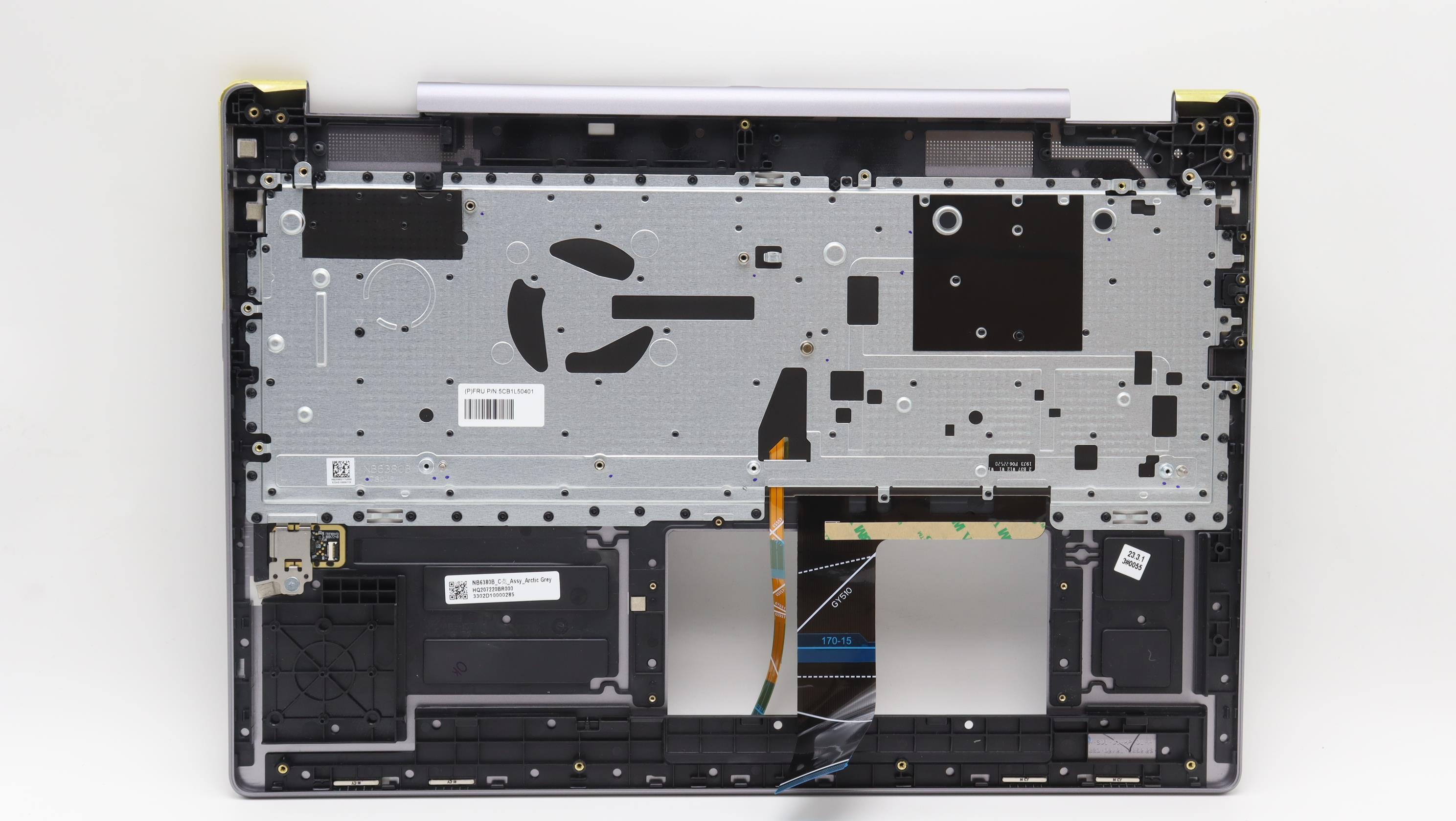 5CB1L50401 - Original Lenovo Keyboard with Palmrest (Cover), English, Arctic Grey, Fingerprint, 83BS