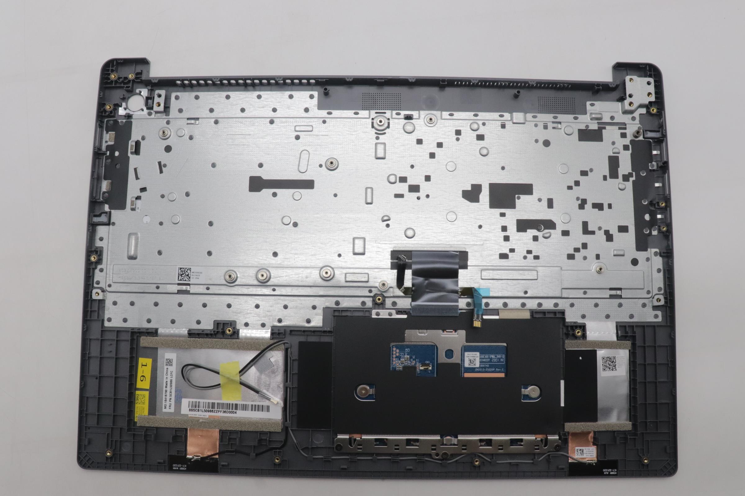 5CB1L50986 - Original Lenovo Keyboard with Upper Cover (Palmrest), English, 82X8, Fingerprint, Backlight, Arctic Grey