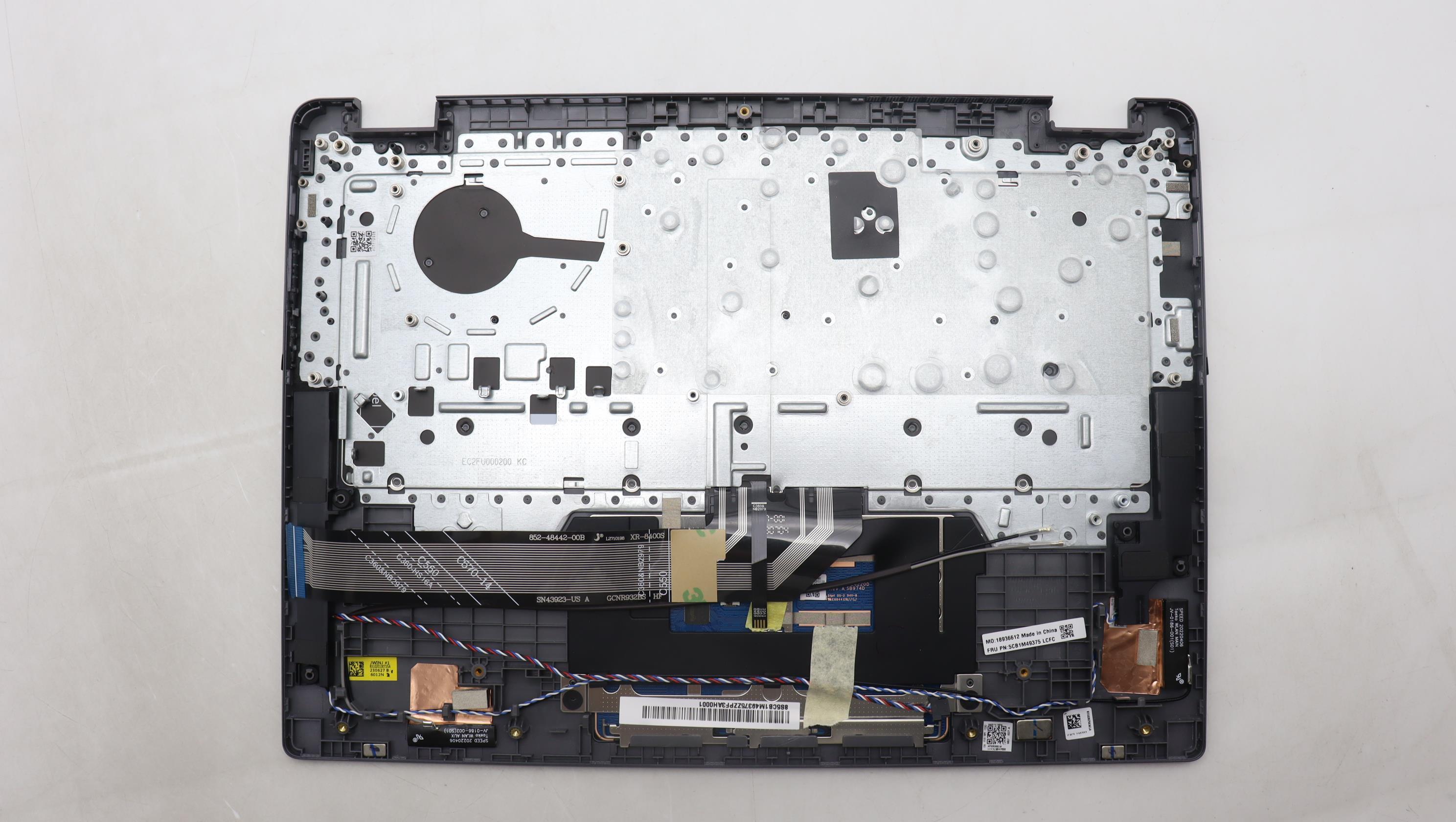 5CB1M49375 - Original Lenovo Keyboard with Palmrest (Cover), English, Stone Grey, Backlight, Non_Fingerprint, 83EK
