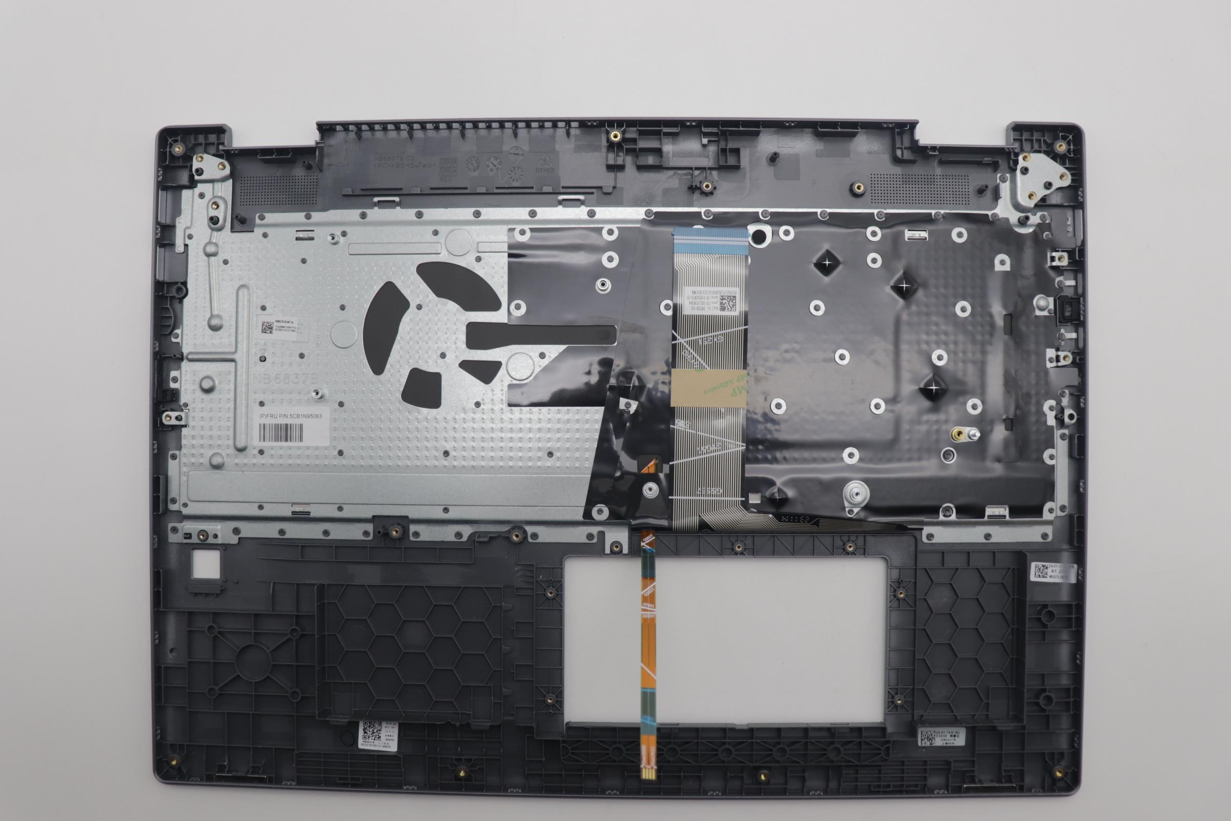 5CB1N95063 - Original Lenovo Keyboard with Palmrest (Cover), English, Luna Grey, Fingerprint, 83DS