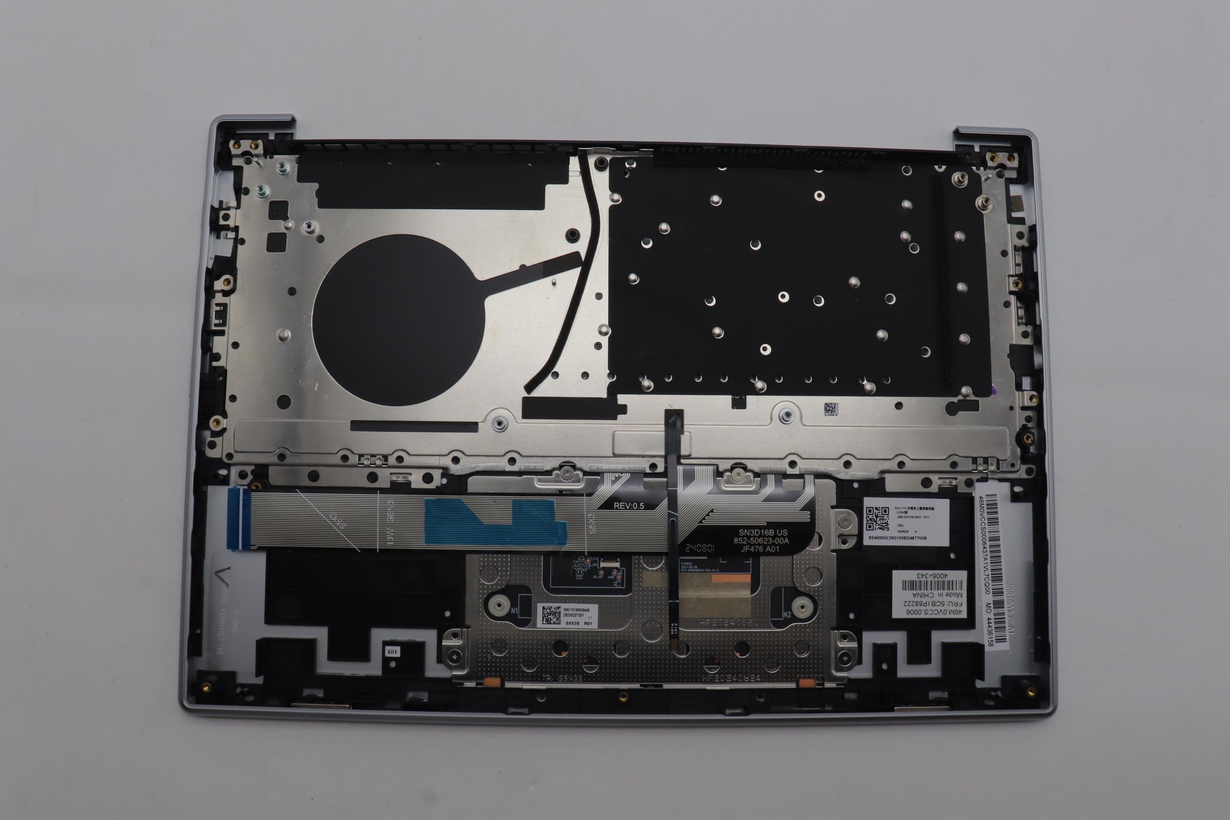 5CB1P88222 - Original Lenovo Keyboard with Palmrest (Cover), English, Backlight, Cloud grey, 83J2