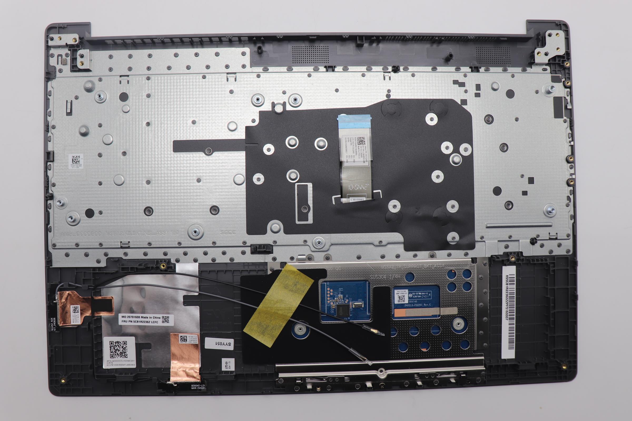 5CB1R22362 - Original Lenovo Keyboard with Upper Cover (Palmrest), English, Luna Grey, Non_Backlight