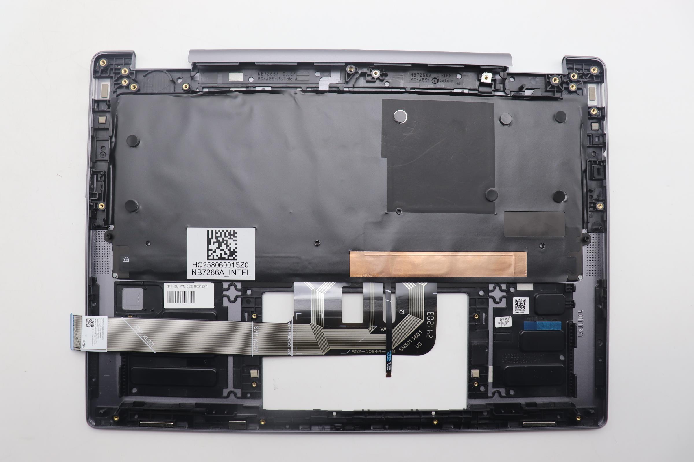 5CB1R61271 - Original Lenovo Keyboard with Upper Cover (Palmrest), English Euro, Luna Grey, Non_FingerPrint, Puresight Logo