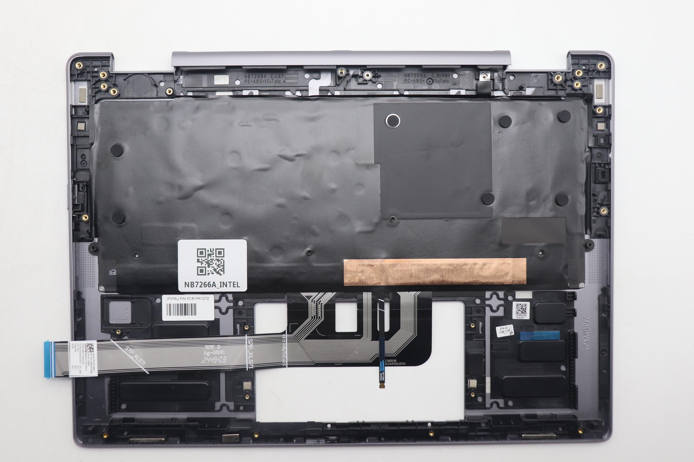 5CB1R61272 - Original Lenovo Keyboard with Upper Cover (Palmrest), English, Luna Grey, Non_FingerPrint, Puresight Logo