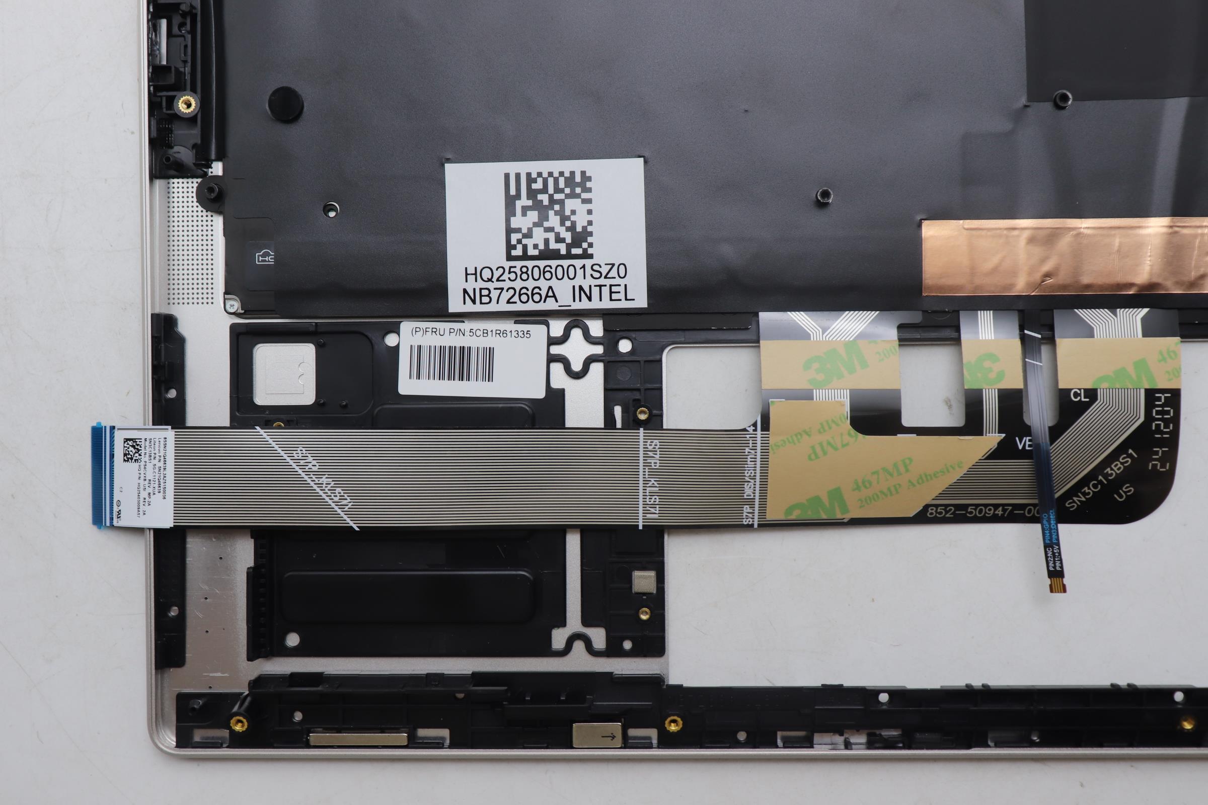 5CB1R61335 - Original Lenovo Keyboard with Upper Cover (Palmrest), English Euro, Seashell, Non_FingerPrint, Puresight Logo