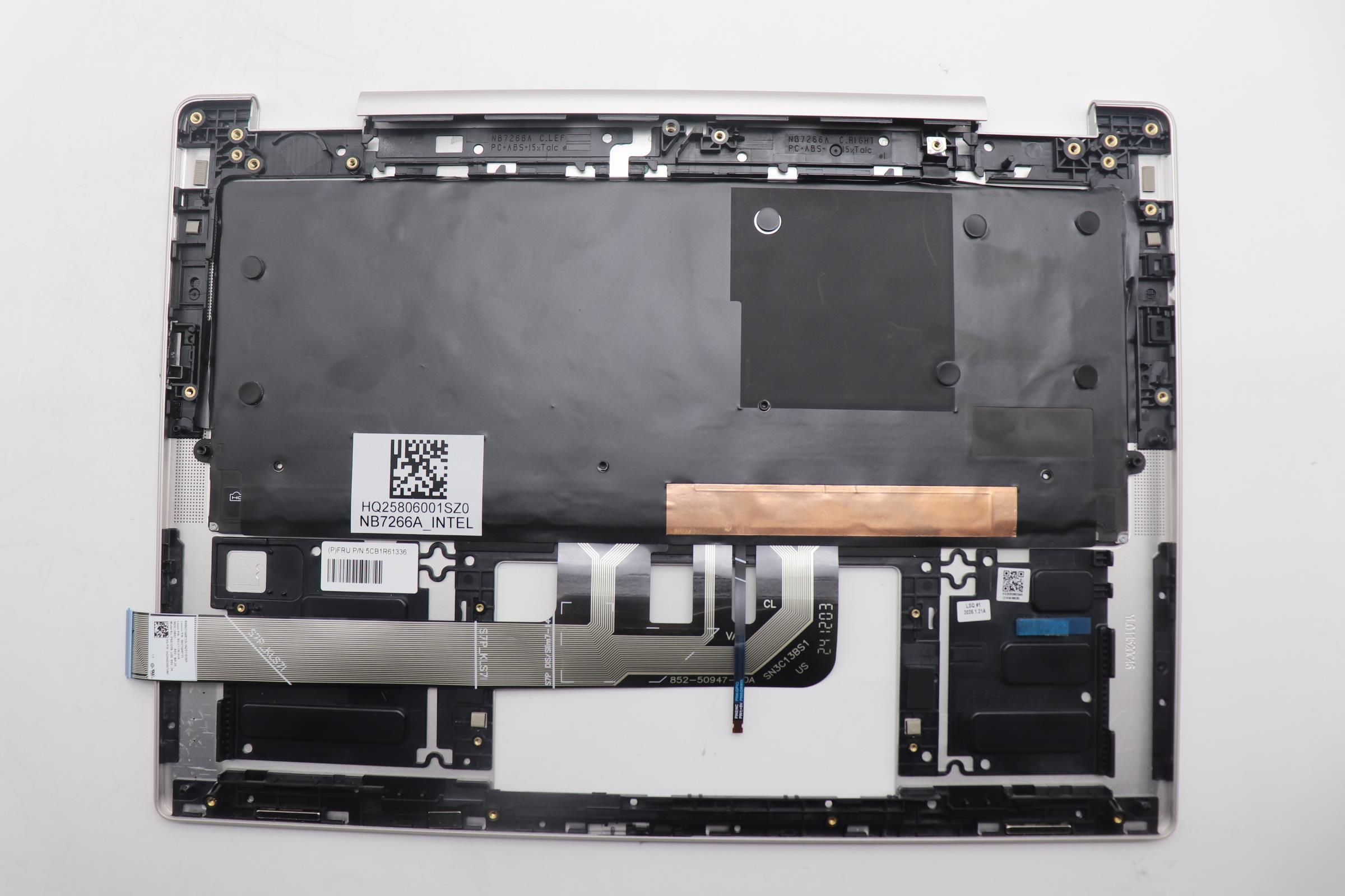 5CB1R61336 - Original Lenovo Keyboard with Upper Cover (Palmrest), English, Seashell, Non_FingerPrint, Puresight Logo