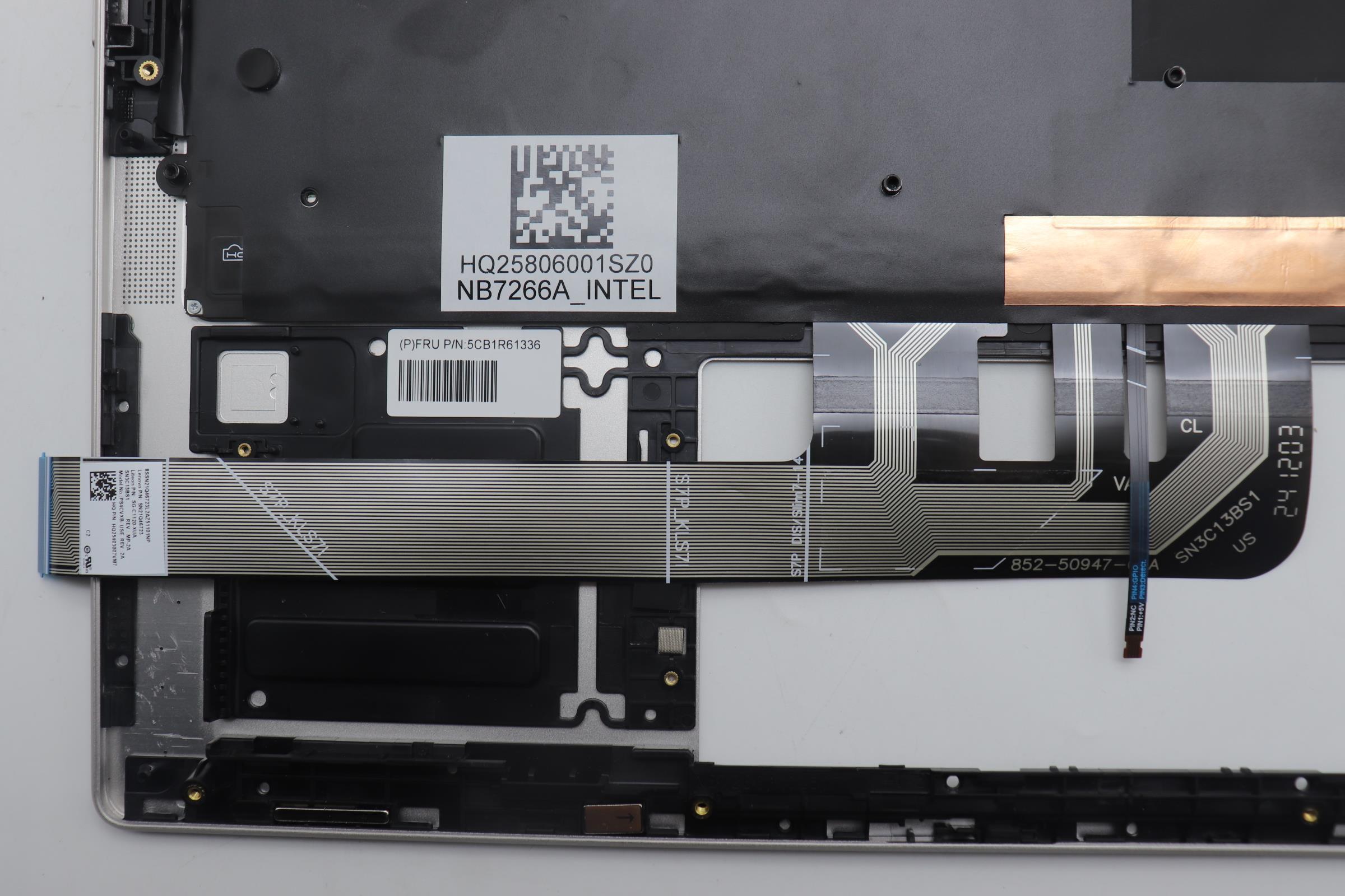 5CB1R61336 - Original Lenovo Keyboard with Upper Cover (Palmrest), English, Seashell, Non_FingerPrint, Puresight Logo