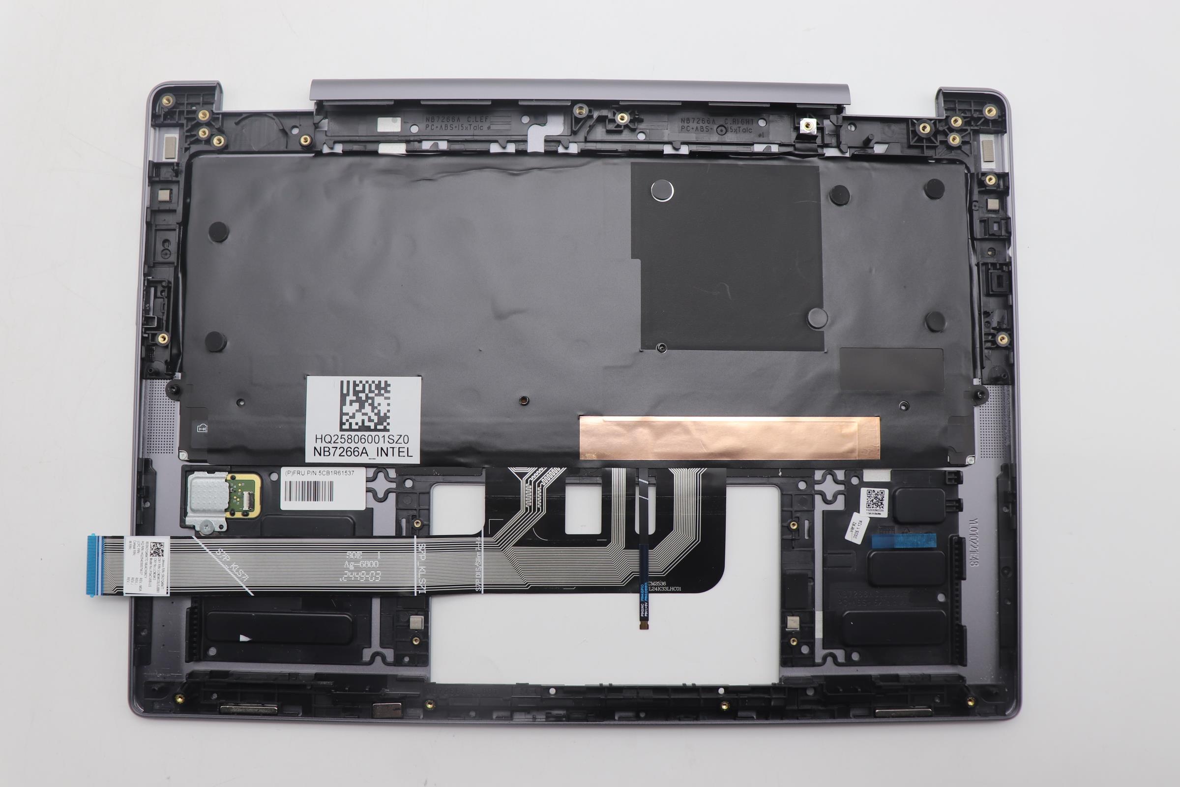 5CB1R61537 - Original Lenovo Keyboard with Upper Cover (Palmrest), English, Luna Grey, FingerPrint, Non_Puresight Logo