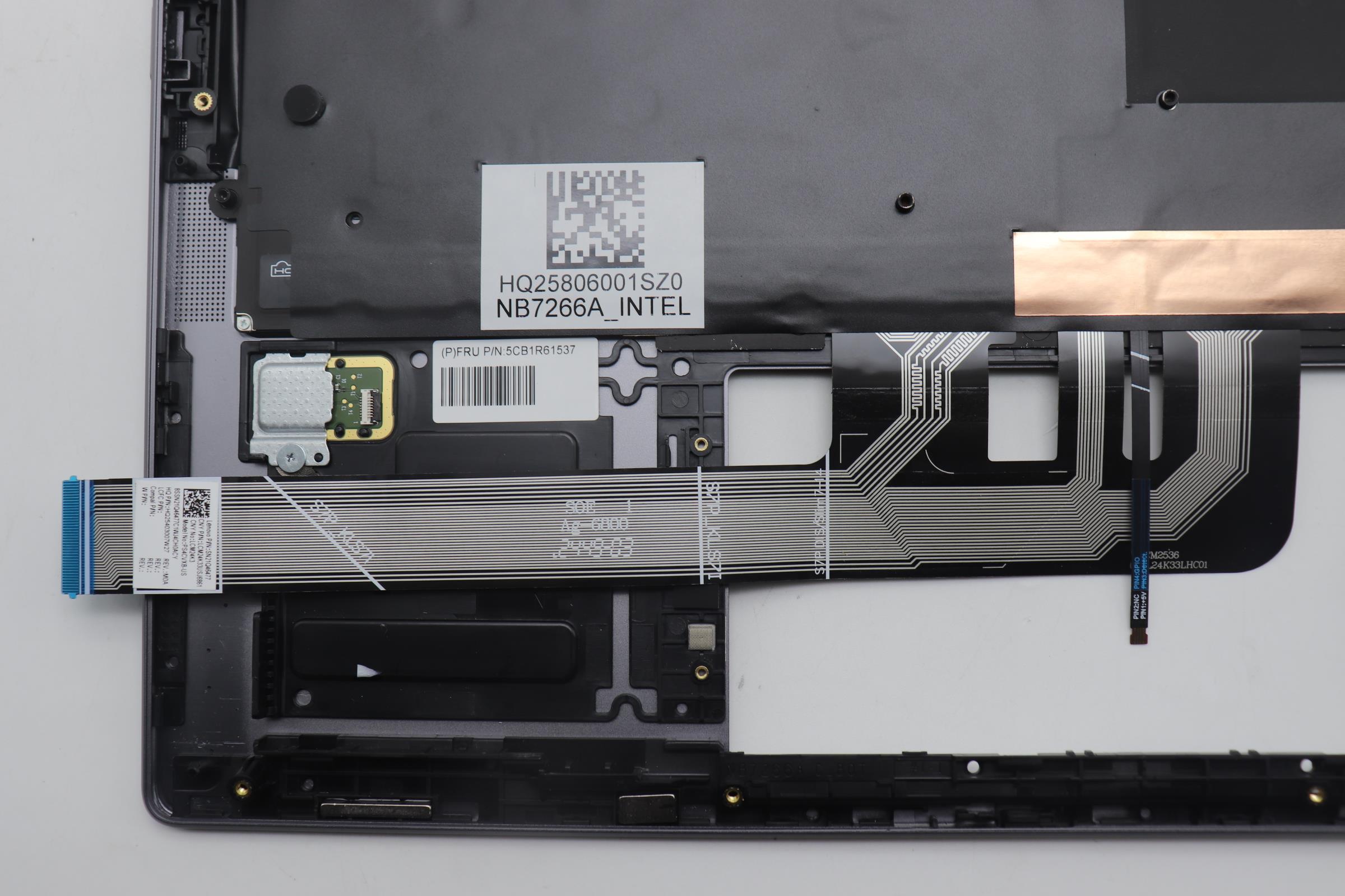 5CB1R61537 - Original Lenovo Keyboard with Upper Cover (Palmrest), English, Luna Grey, FingerPrint, Non_Puresight Logo