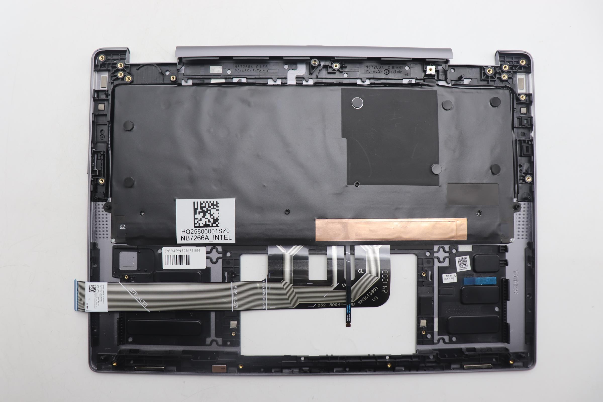 5CB1R61566 - Original Lenovo Keyboard with Upper Cover (Palmrest), English Euro, Luna Grey, Non_FingerPrint, Non_Puresight Logo