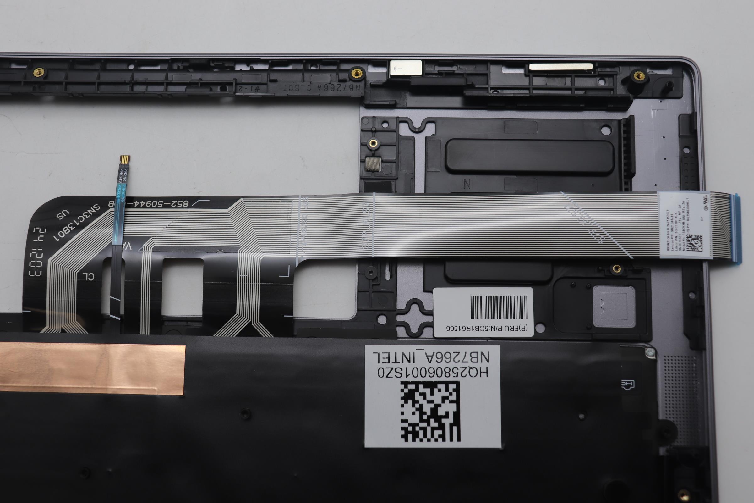 5CB1R61566 - Original Lenovo Keyboard with Upper Cover (Palmrest), English Euro, Luna Grey, Non_FingerPrint, Non_Puresight Logo