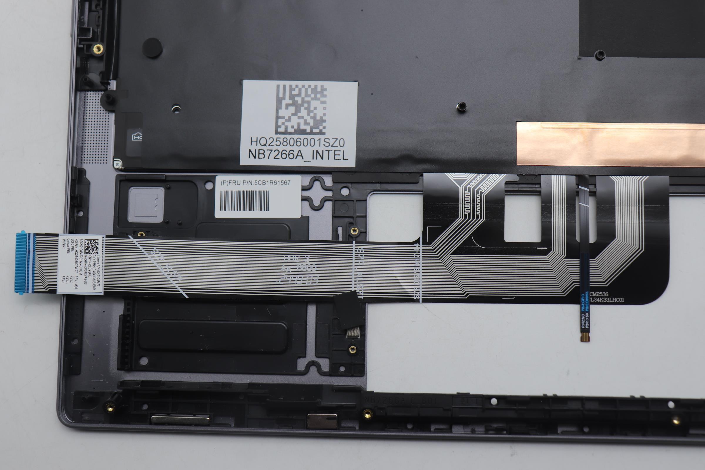 5CB1R61567 - Original Lenovo Keyboard with Upper Cover (Palmrest), English, Luna Grey, Non_FingerPrint, Non_Puresight Logo