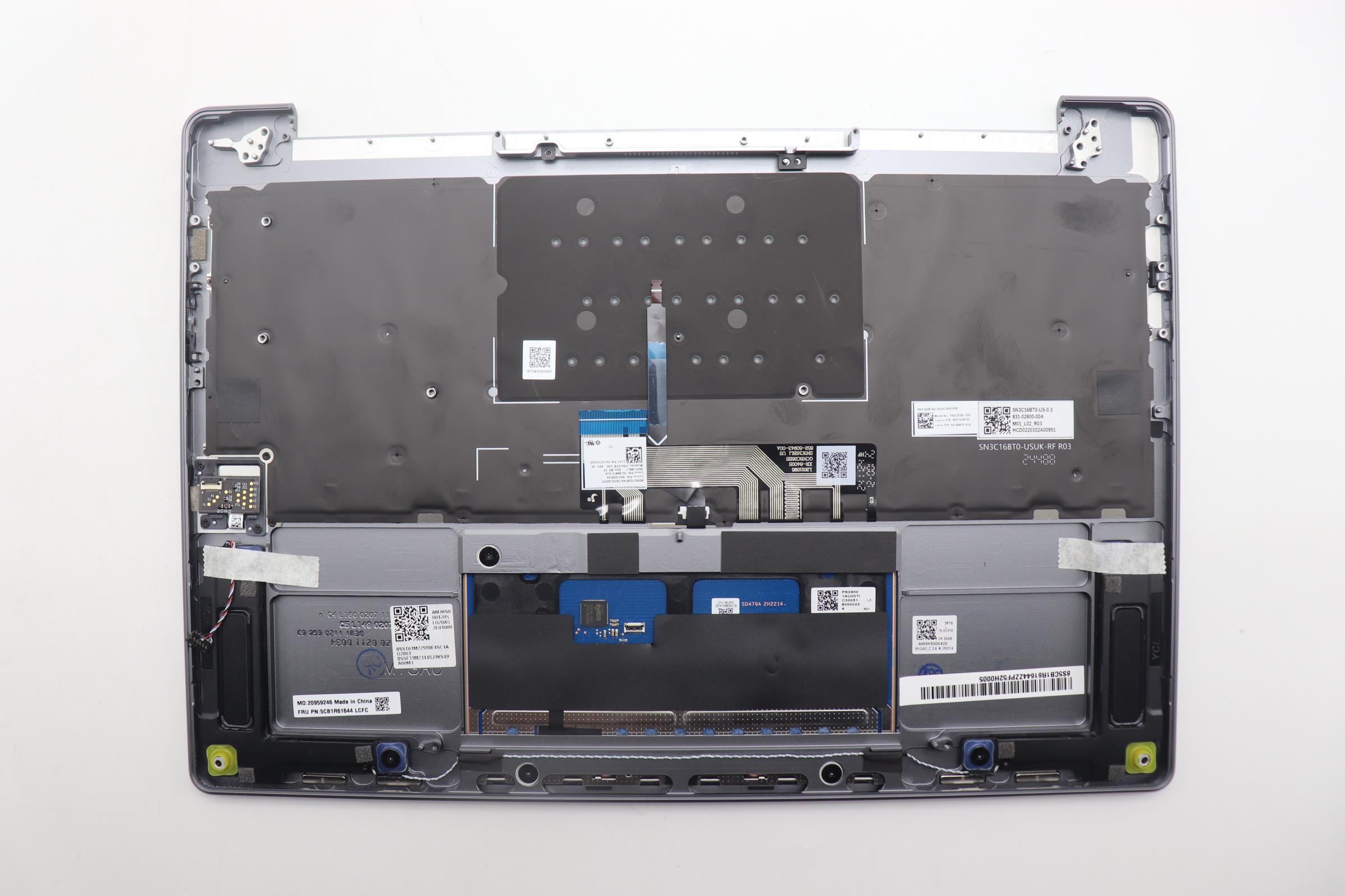 5CB1R61644 - Original Lenovo Keyboard with Upper Cover (Palmrest), English, Luna Grey, Puresight Logo, Screw