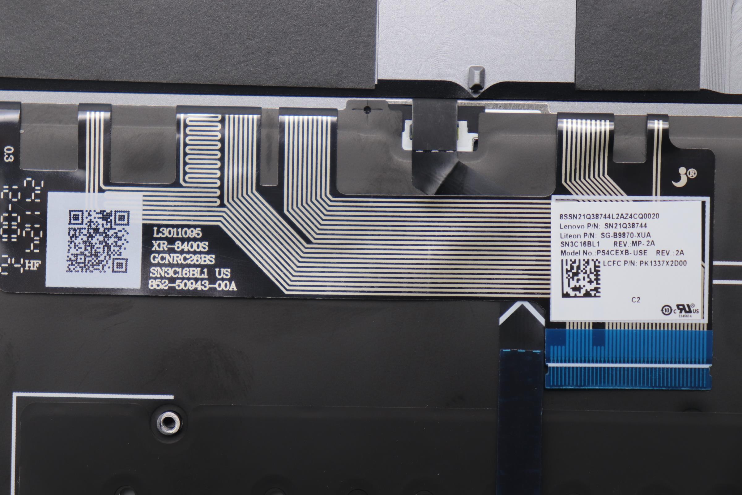 5CB1R61644 - Original Lenovo Keyboard with Upper Cover (Palmrest), English, Luna Grey, Puresight Logo, Screw