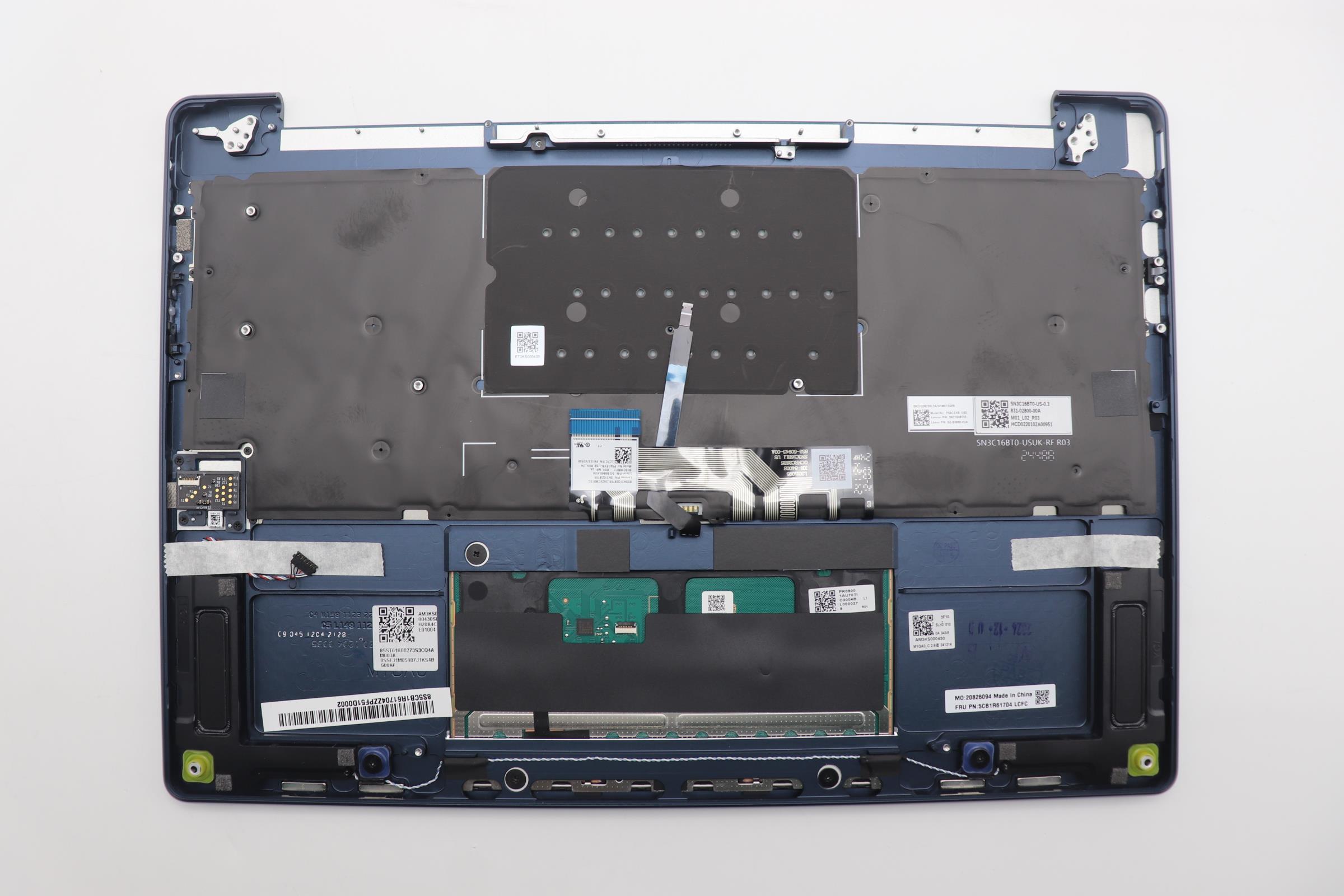 5CB1R61704 - Original Lenovo Keyboard with Upper Cover (Palmrest), English, Cosmic Blue, Puresight Logo, Screw