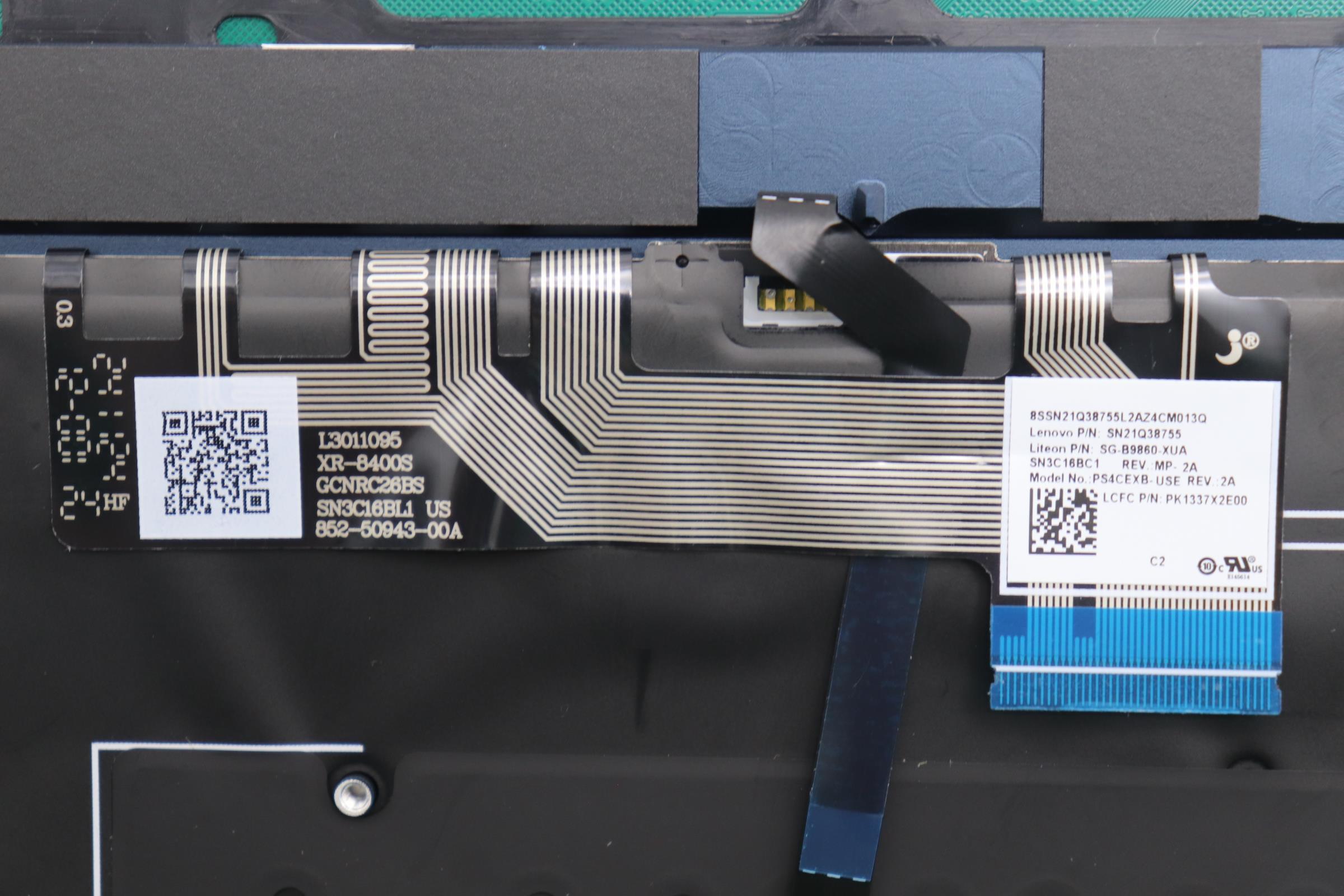5CB1R61704 - Original Lenovo Keyboard with Upper Cover (Palmrest), English, Cosmic Blue, Puresight Logo, Screw