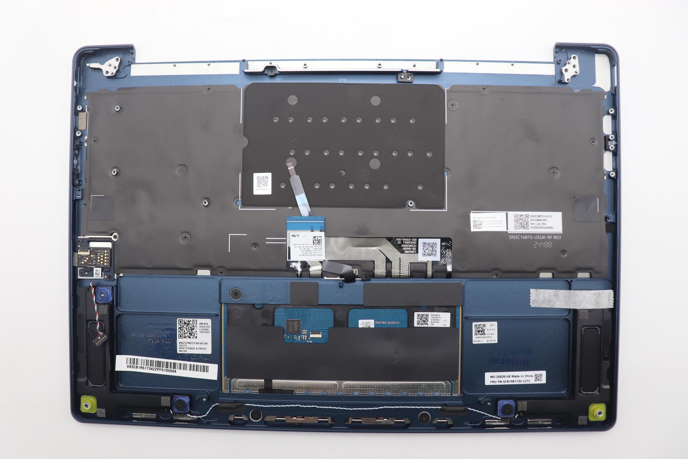 5CB1R61734 - Original Lenovo Keyboard with Upper Cover (Palmrest), English, Cosmic Blue, Non_Puresight Logo, Screw