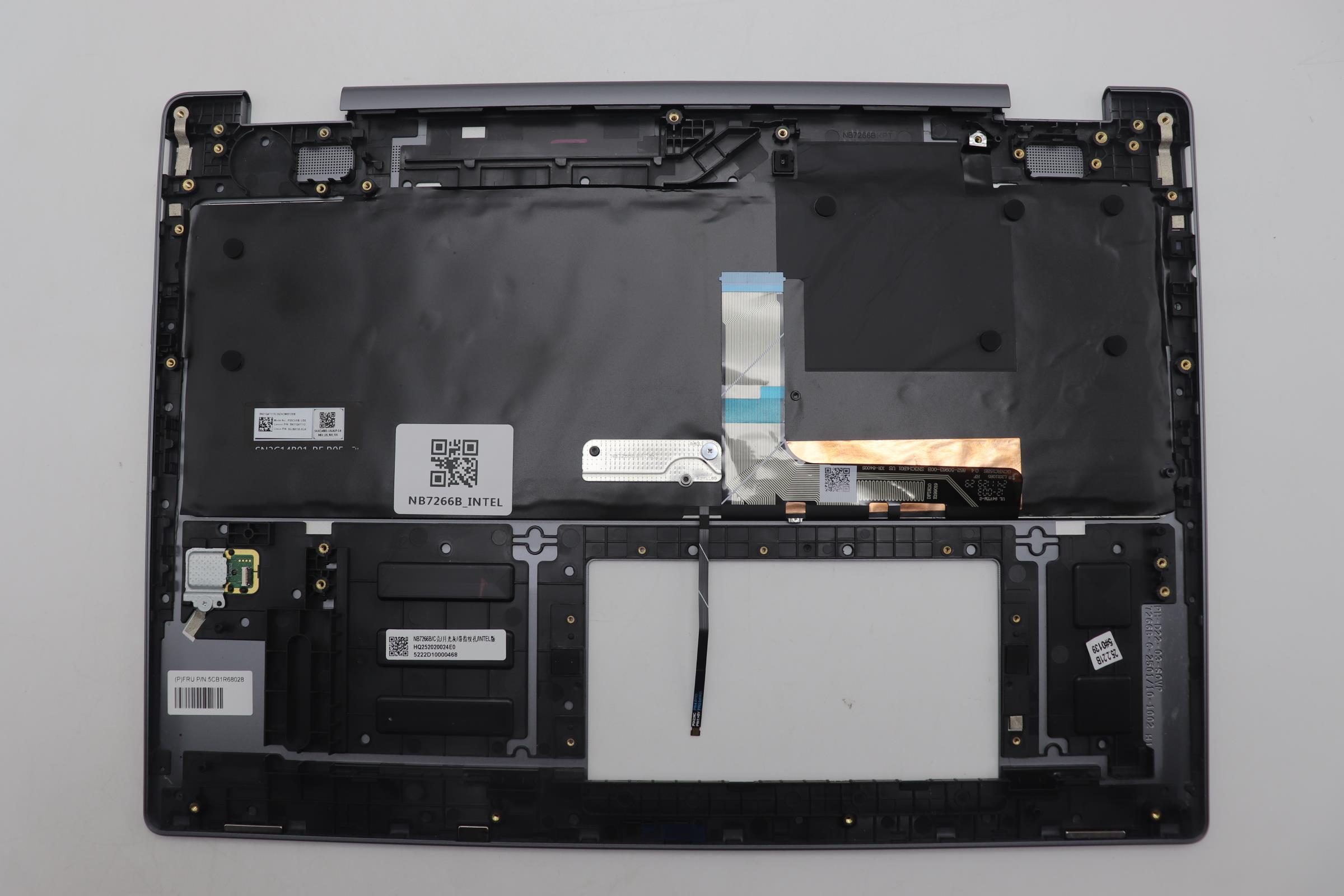 5CB1R68028 - Original Lenovo Keyboard with Upper Cover (Palmrest), English, Luna Grey, Non_Puresight Logo, FingerPrint