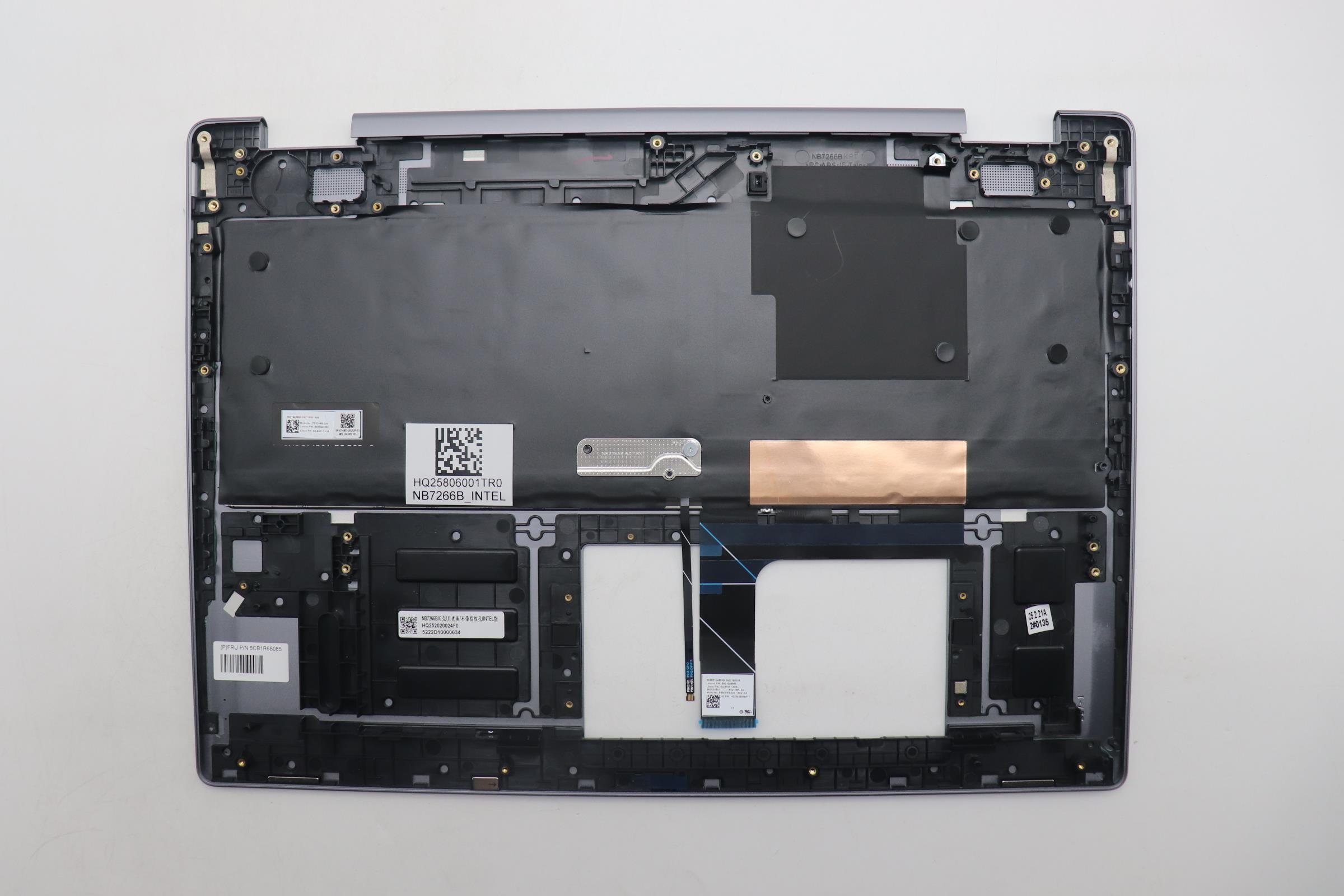 5CB1R68085 - Original Lenovo Keyboard with Upper Cover (Palmrest), English Euro, Luna Grey, Puresight Logo, Non_FingerPrint