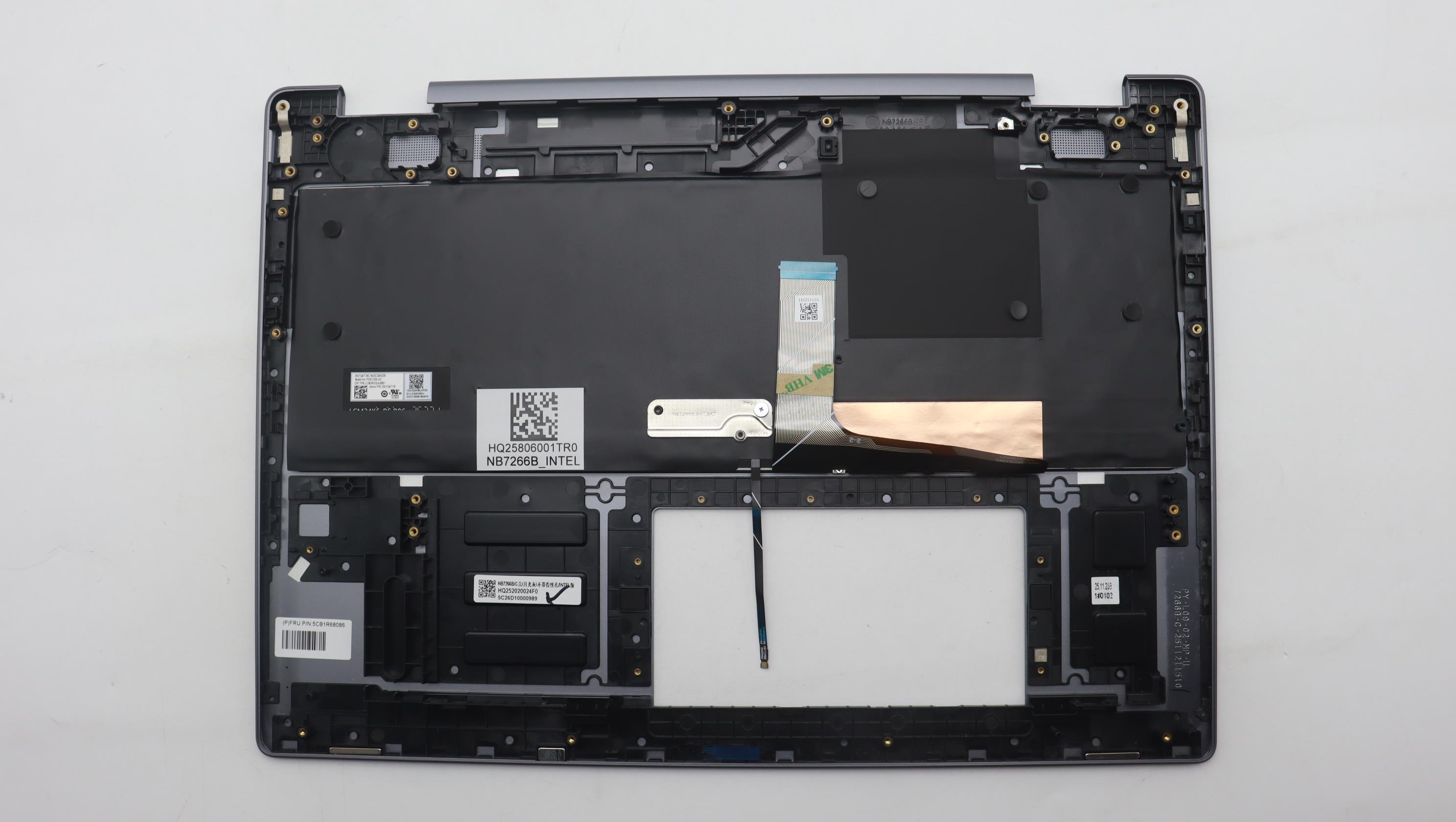 5CB1R68086 - Original Lenovo Keyboard with Upper Cover (Palmrest), English Euro, Luna Grey, Non_Puresight Logo, Non_FingerPrint