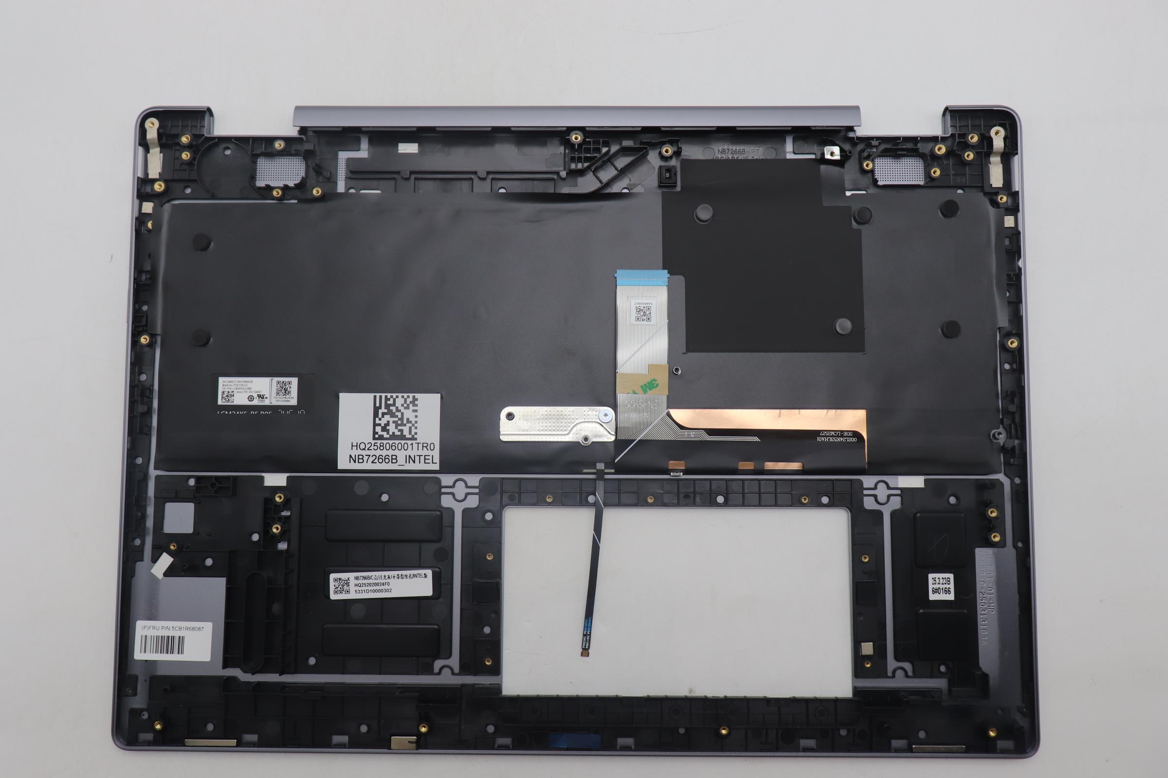 5CB1R68087 - Original Lenovo Keyboard with Upper Cover (Palmrest), English, Luna Grey, Puresight Logo, Non_FingerPrint