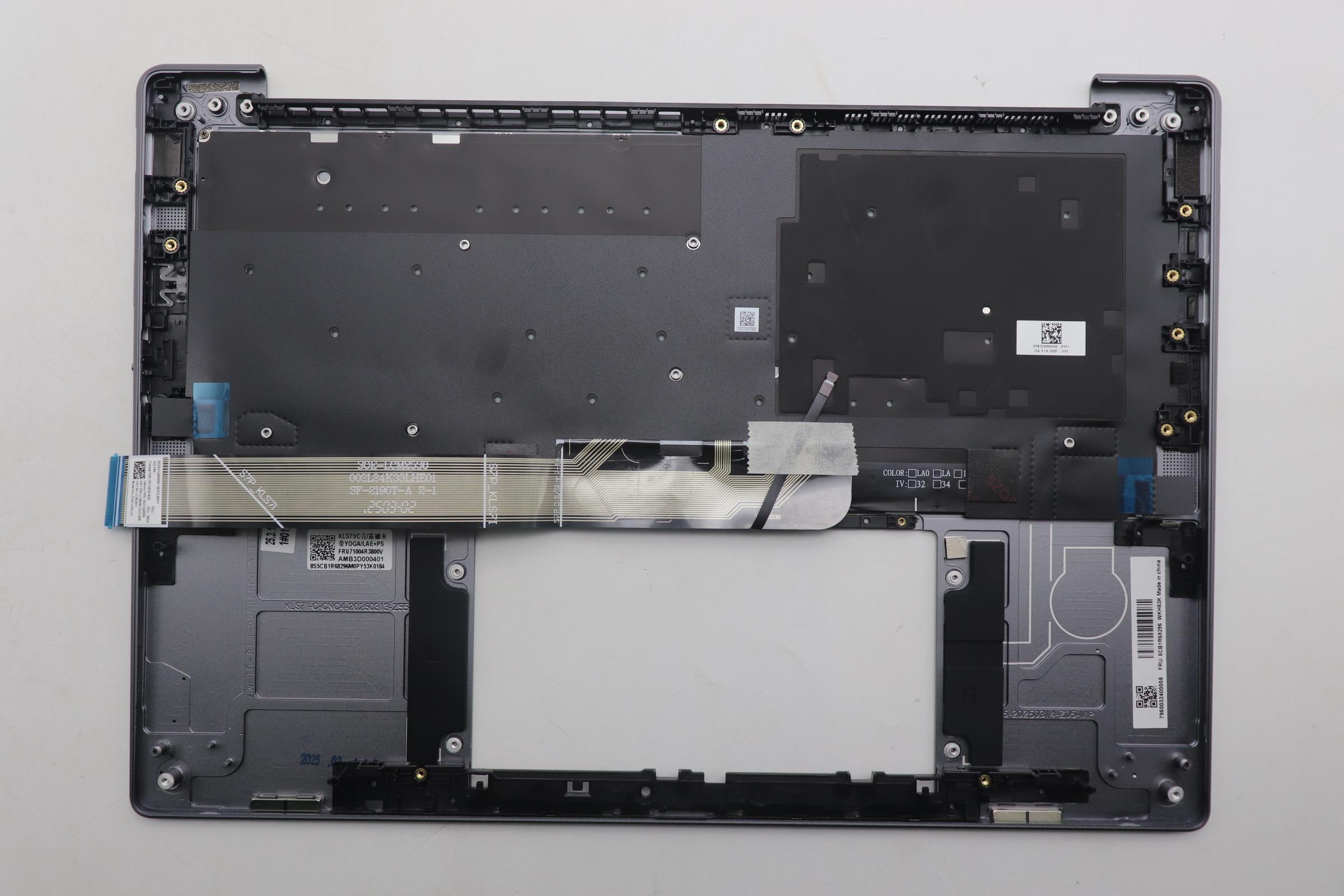 5CB1R68296 - Original Lenovo Keyboard with Upper Cover (Palmrest), English, Luna Grey, Puresight Logo