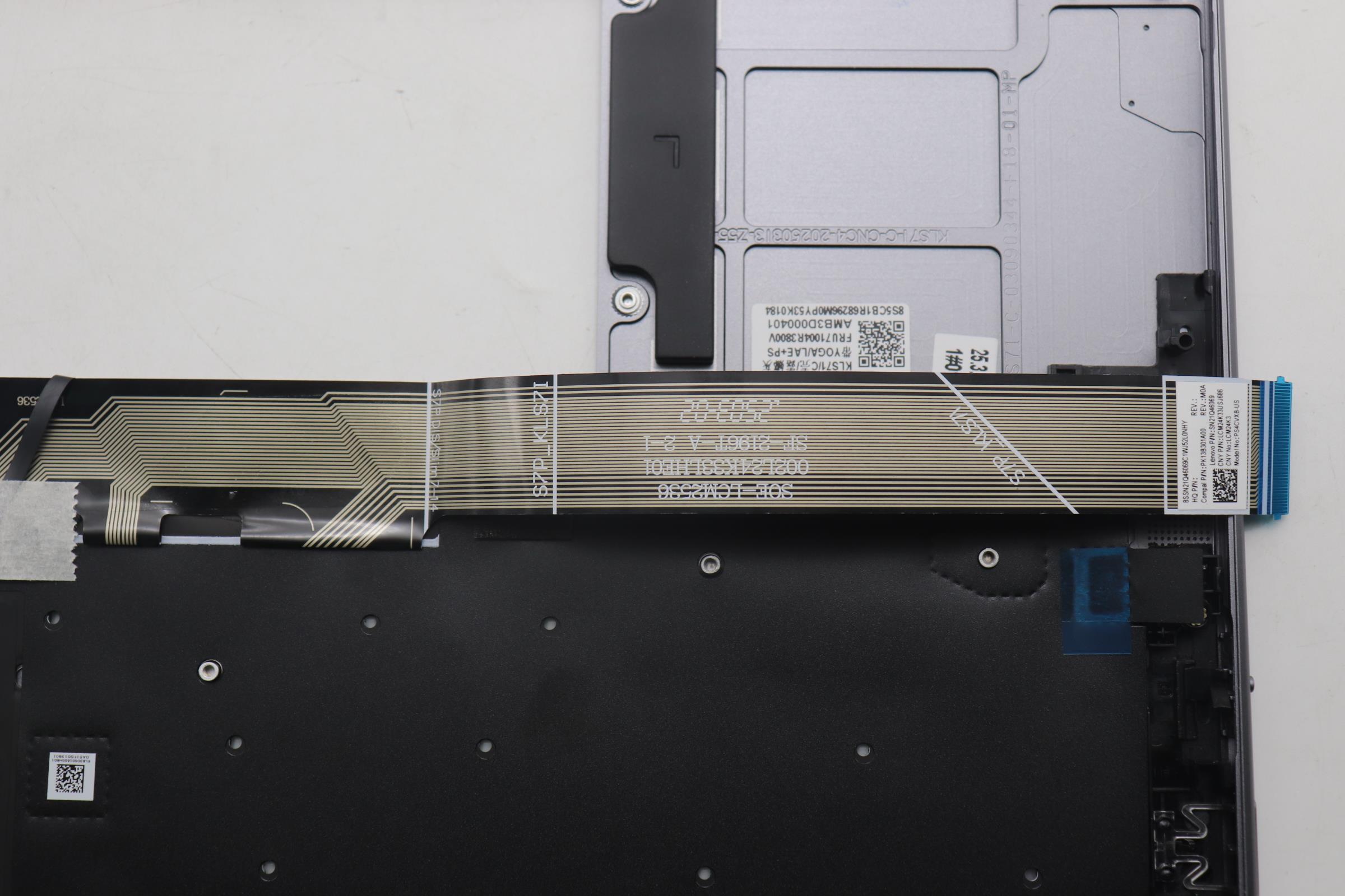 5CB1R68296 - Original Lenovo Keyboard with Upper Cover (Palmrest), English, Luna Grey, Puresight Logo