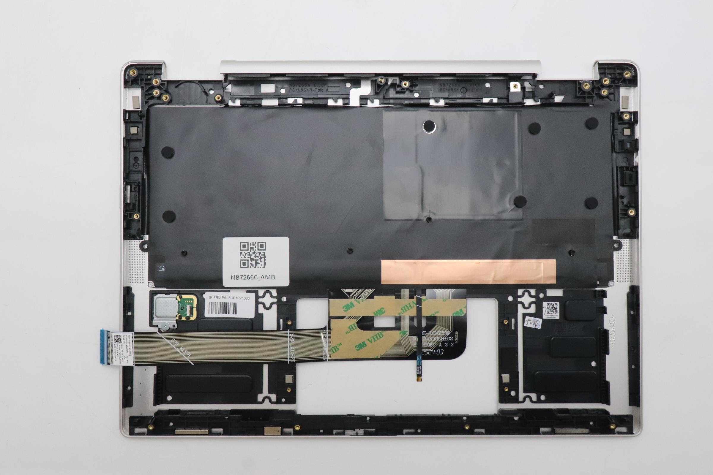 5CB1R71336 - Original Lenovo Keyboard with Upper Cover (Palmrest), English, Seashell, FingerPrint, Puresight Logo