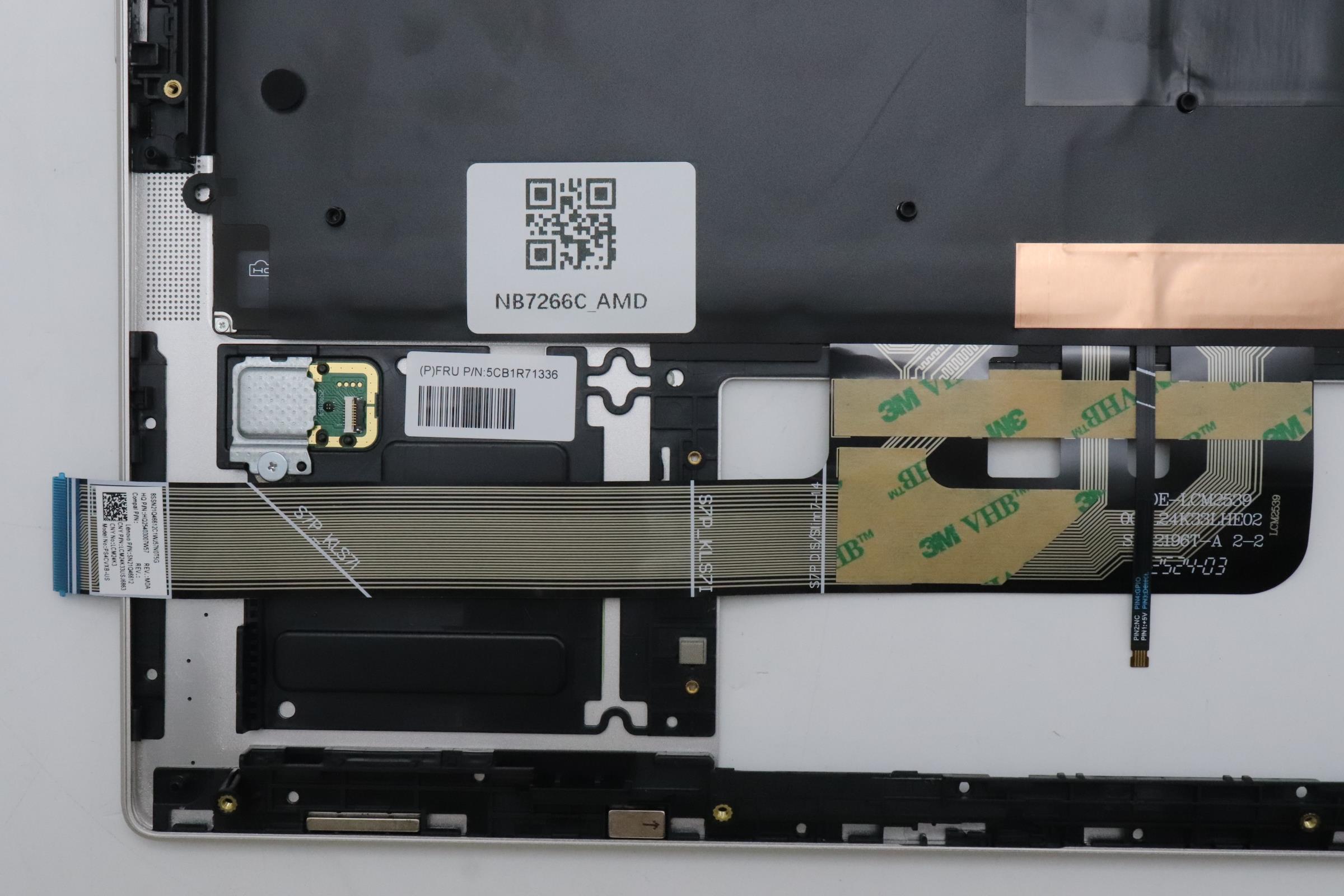 5CB1R71336 - Original Lenovo Keyboard with Upper Cover (Palmrest), English, Seashell, FingerPrint, Puresight Logo