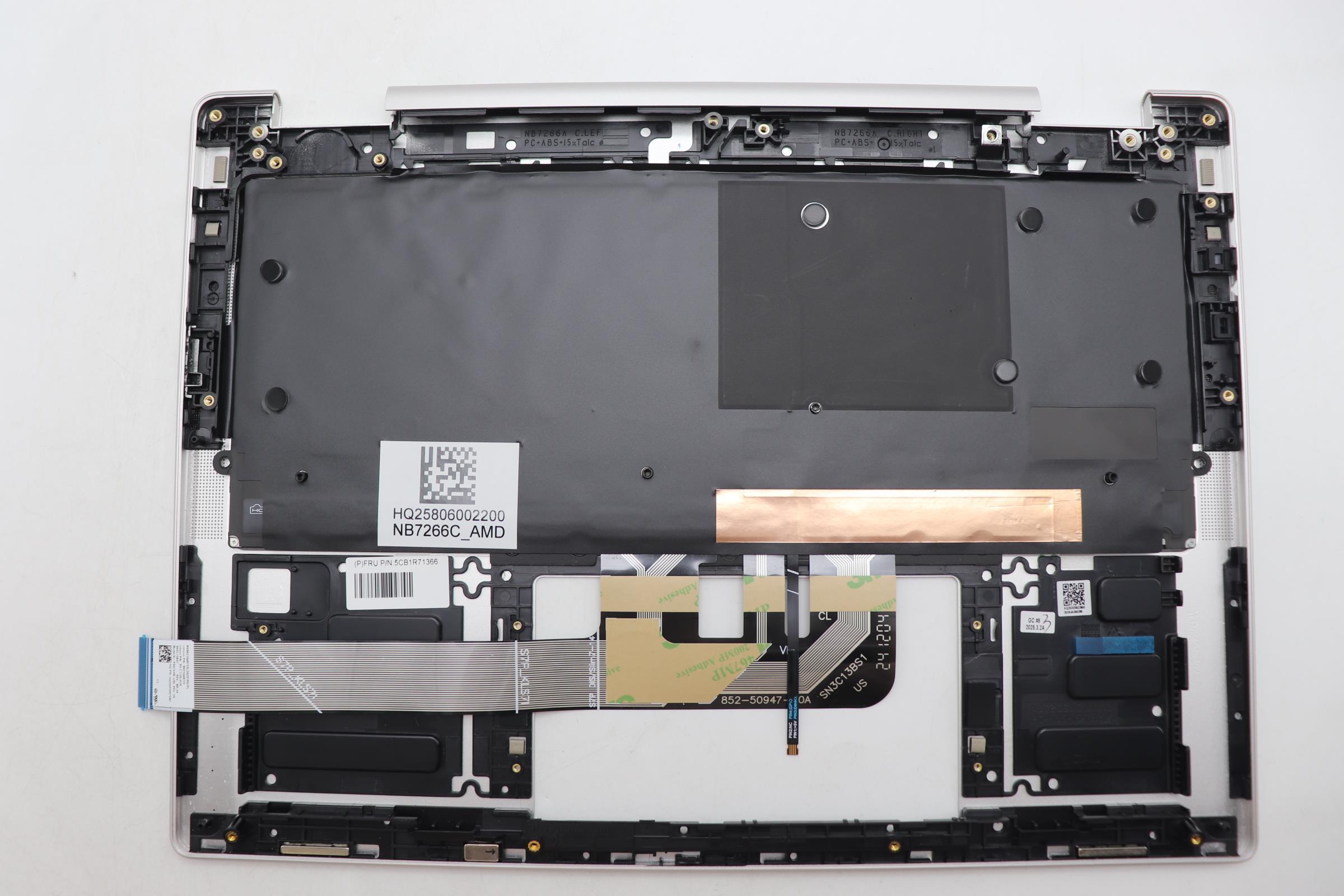5CB1R71366 - Original Lenovo Keyboard with Upper Cover (Palmrest), English, Seashell, Non_FingerPrint, Puresight Logo