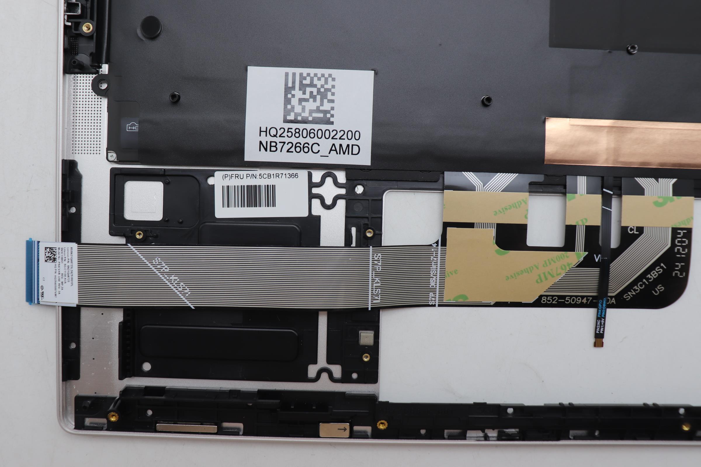 5CB1R71366 - Original Lenovo Keyboard with Upper Cover (Palmrest), English, Seashell, Non_FingerPrint, Puresight Logo