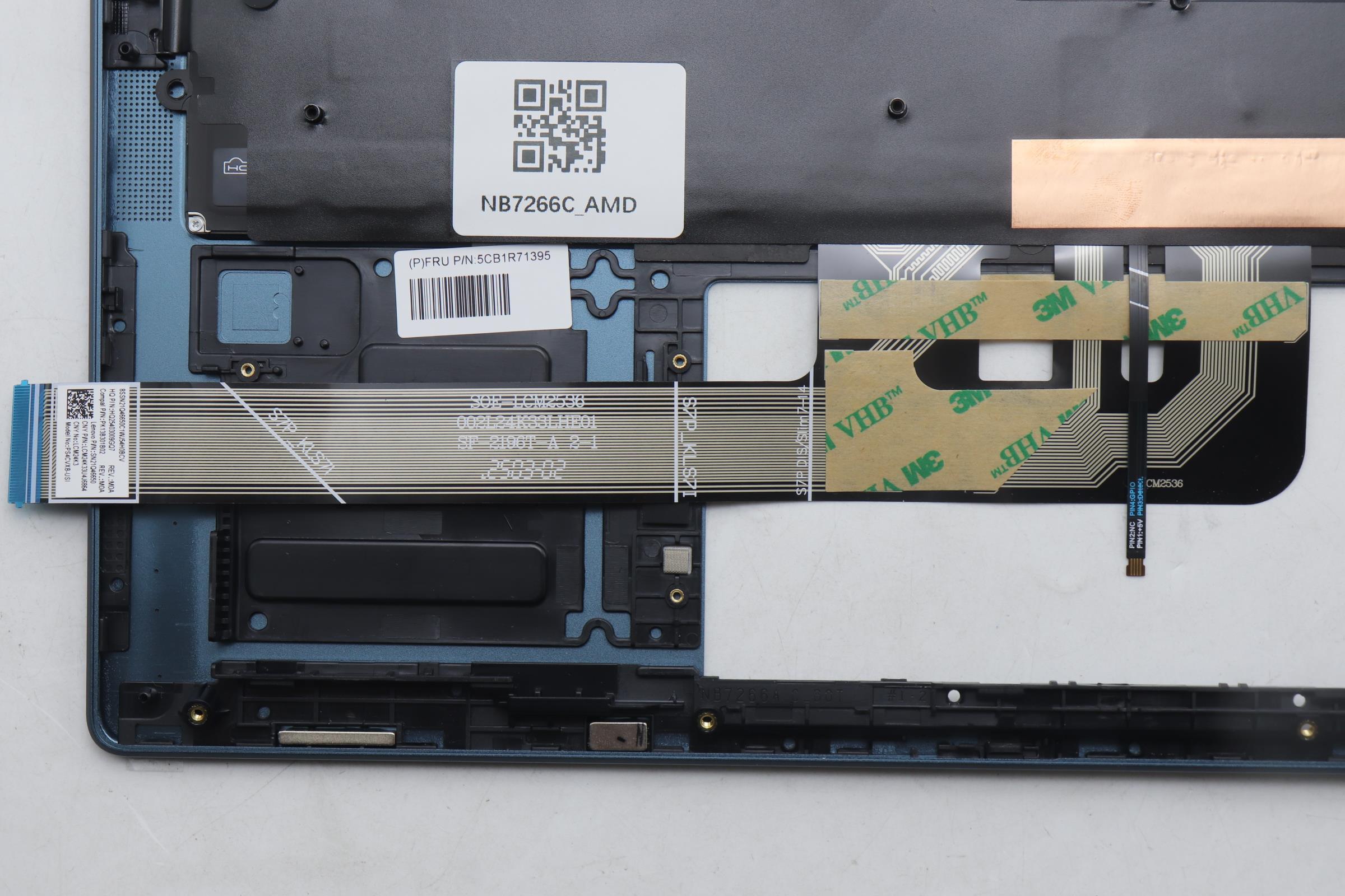 5CB1R71395 - Original Lenovo Keyboard with Upper Cover (Palmrest), English Euro, Tidal Teal, Non_FingerPrint, Non_Puresight Logo