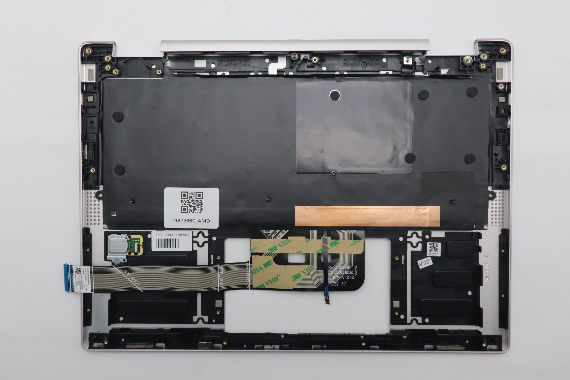 5CB1R83530 - Original Lenovo Keyboard with Upper Cover (Palmrest), English Euro, Seashell, FingerPrint, Non_Puresight Logo